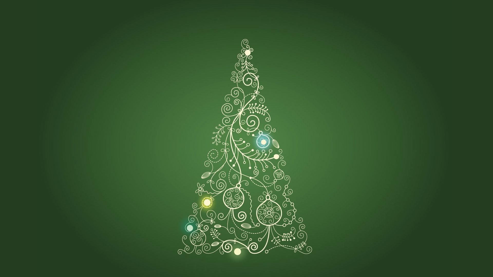1080P, illusration, hd, green, christmas, tree, HD Wallpaper