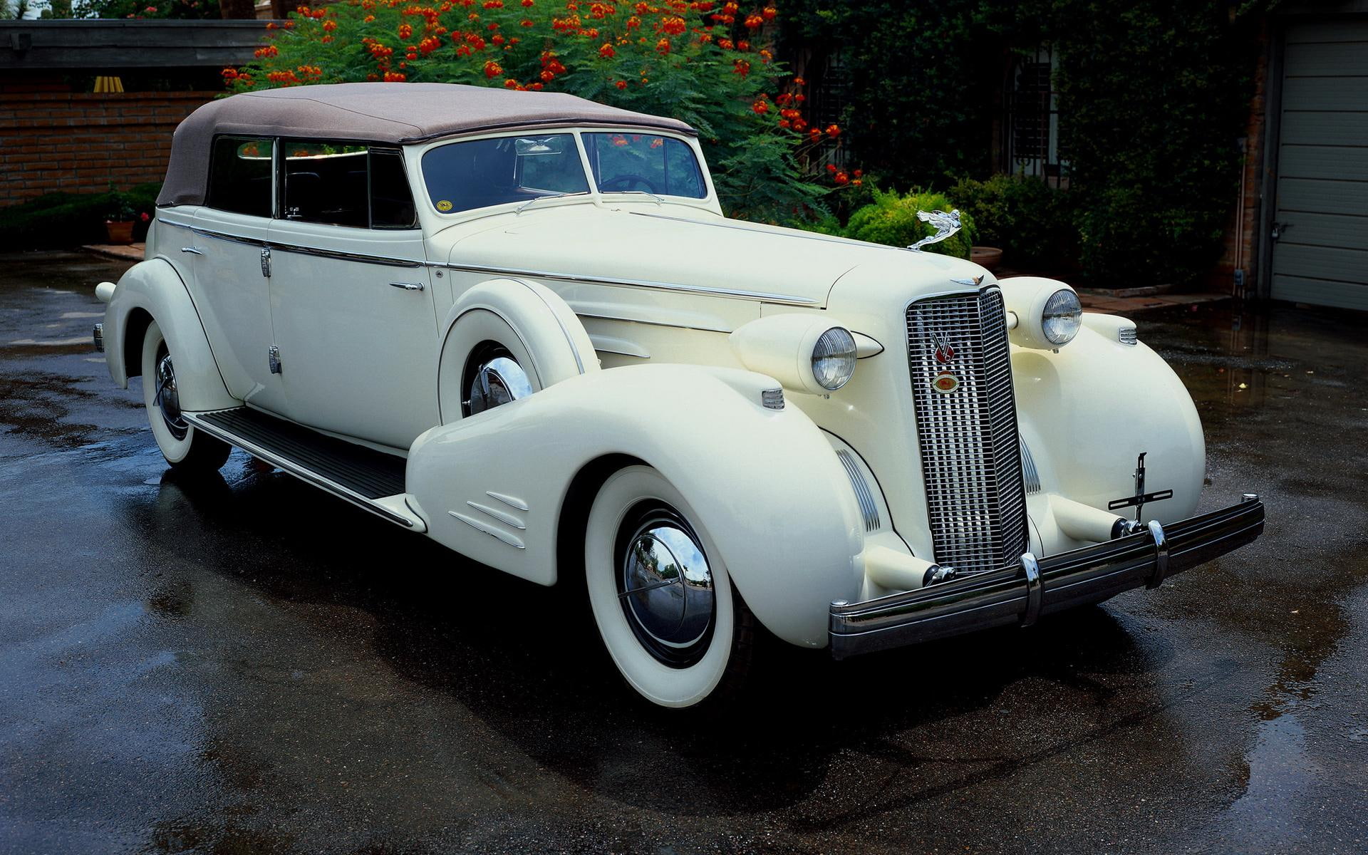 1920x1200, cars, white, cadillac, v, series, cadillac v-16, coupe, 1080P, vintage, HD Wallpaper