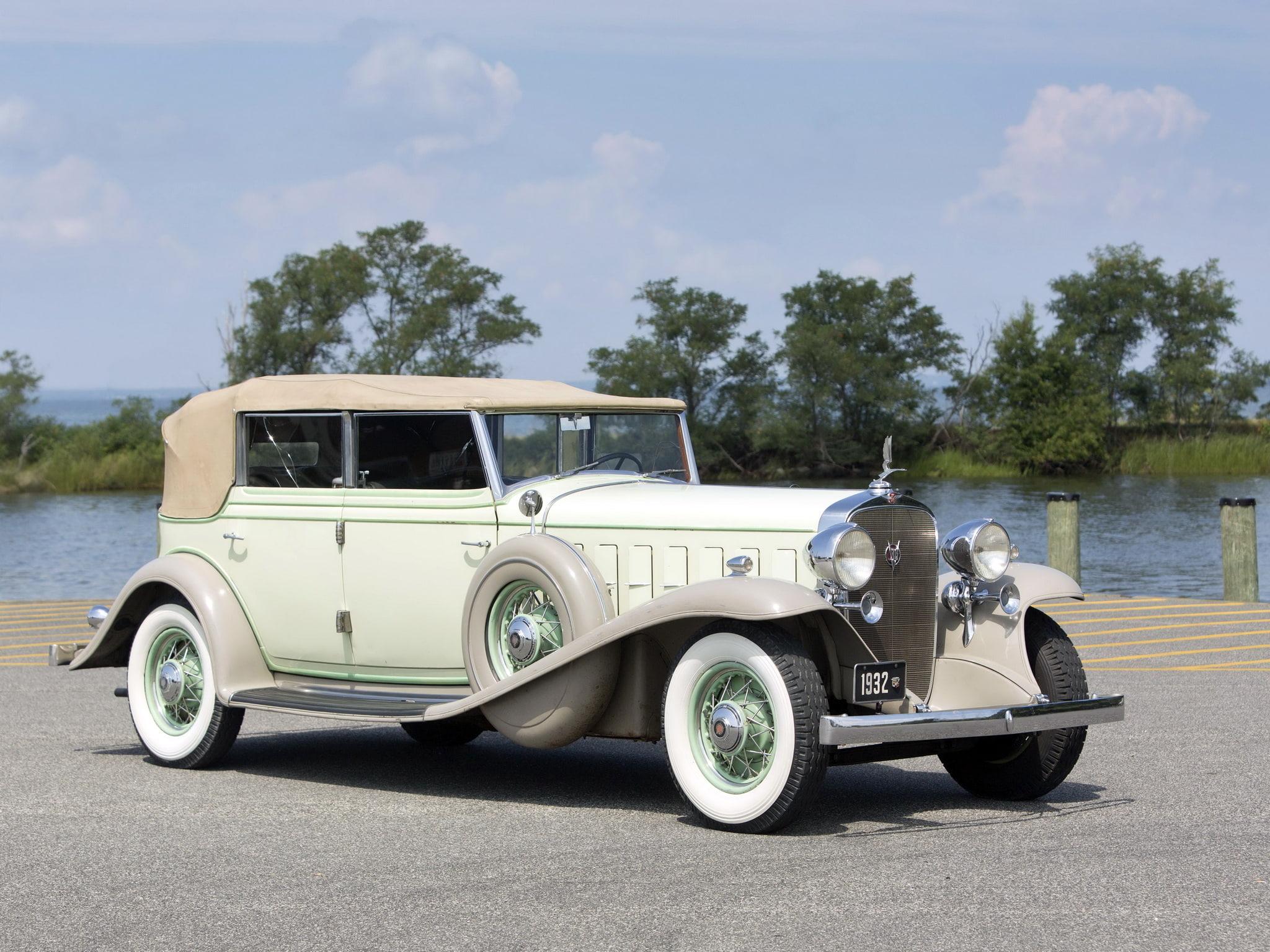 1932, 1080P, phaeton, weather, retro, luxury, fisher, 452 b, 32 16 273, v16, cadillac, HD Wallpaper
