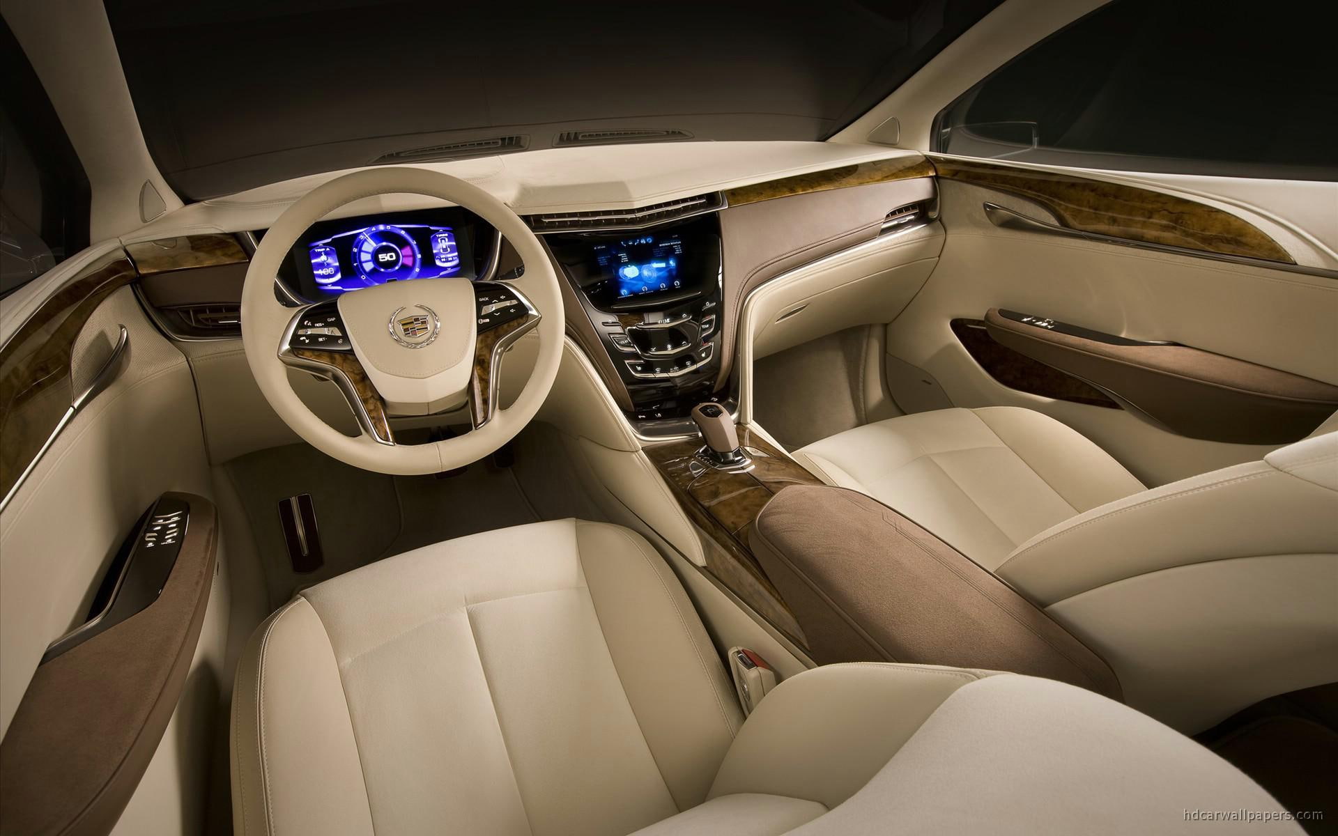 interior, cars, cadillac, xts, beige, 1080P, 2010, console, car, platinum, center, concept, HD Wallpaper