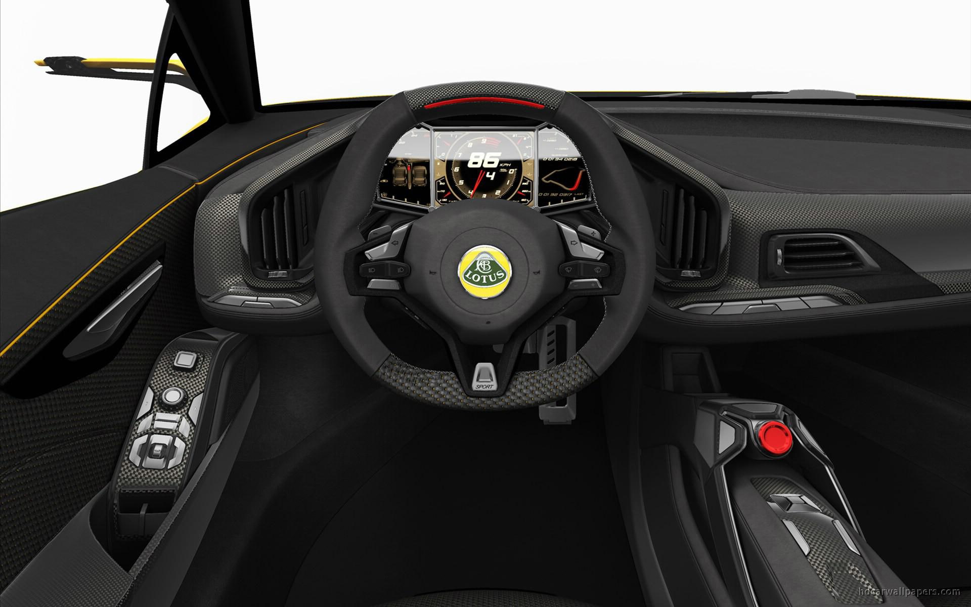 concept, cars, black, 1080P, 2010, elan, lotus, wheel, steering, interior, HD Wallpaper