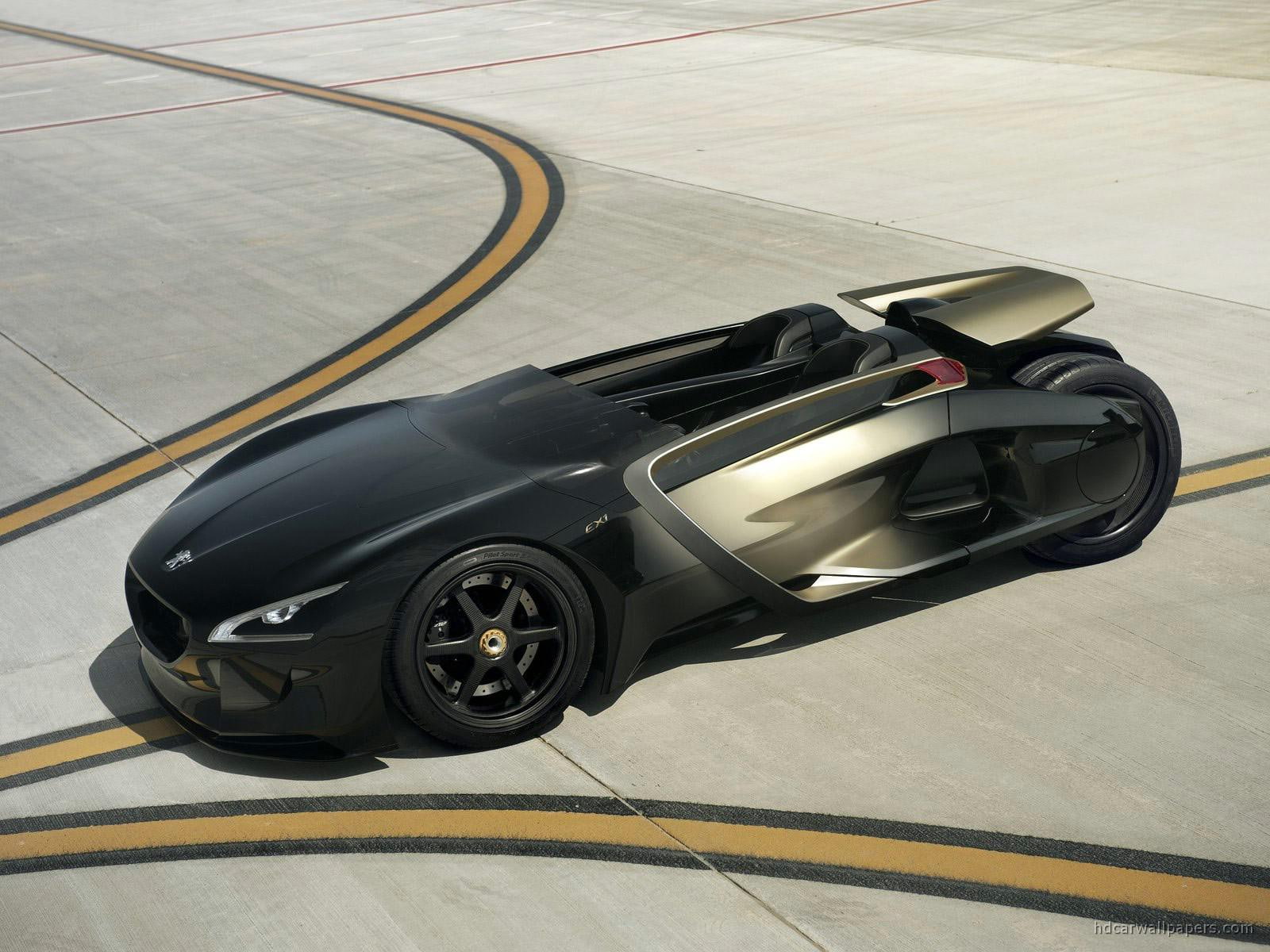 black, car, diecast, concept, cars, peugeot, 720P, supercar, 2010, ex, HD Wallpaper