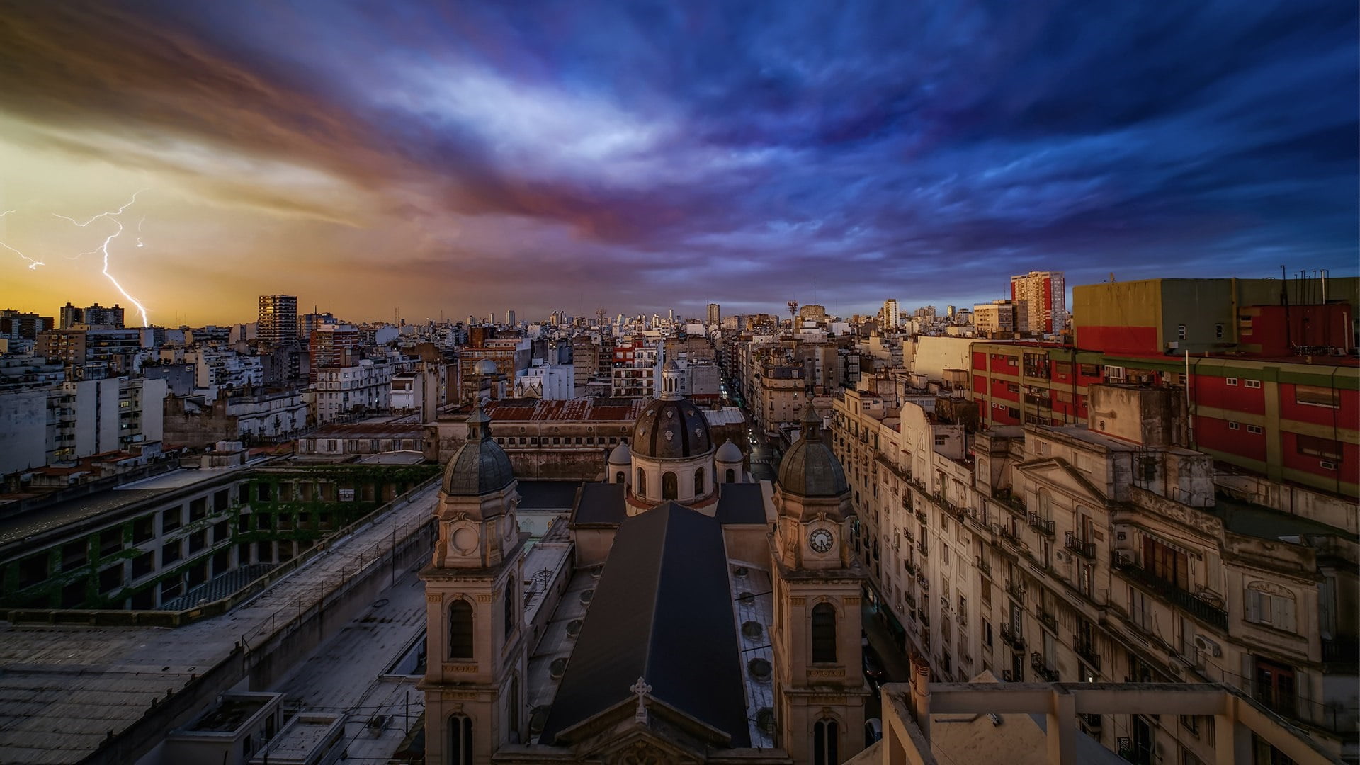 stormy sky, nature, building exterior, cityscape, sky, horizon, stormy clouds, storm, south america, built structure, 1080P, residential district, travel destinations, HD Wallpaper