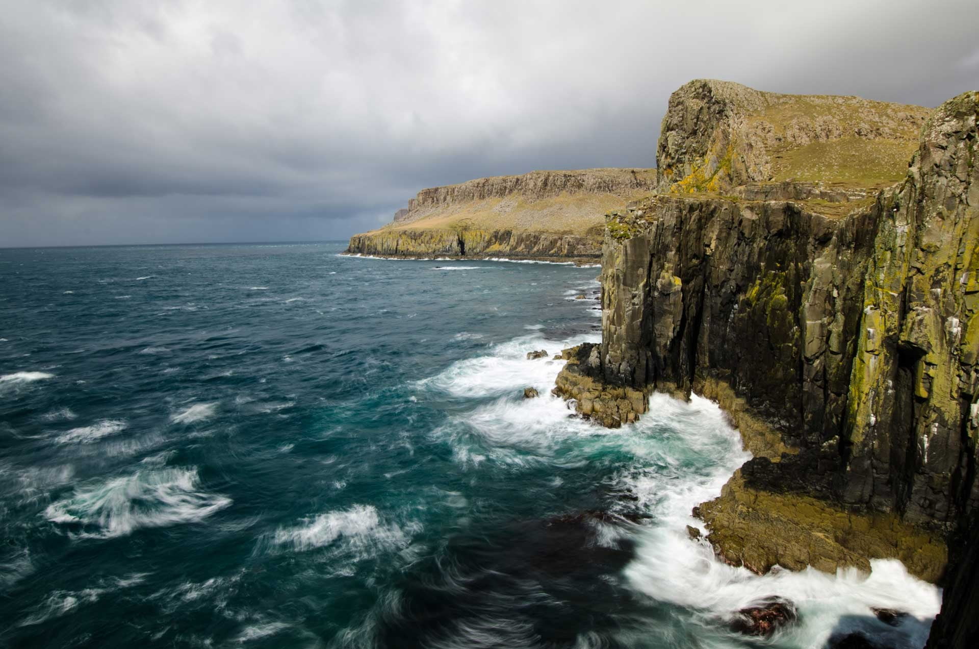 rock - object, horizon over water, cloud - sky, land, solid, surfing, weather, horizon, motion, Scenery, rocky coastline, 1080P, aquatic sport, Nature, HD Wallpaper