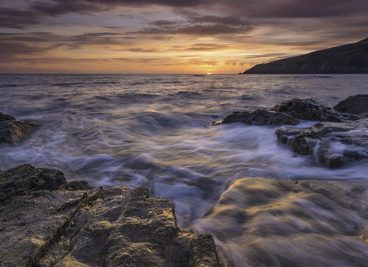 photo, golden hours, water, scenics, rock formation, 480P, formation, north wales, sea, waves, nature, rocks, rock, beach, sunset, hours, rock - Object, HD Wallpaper
