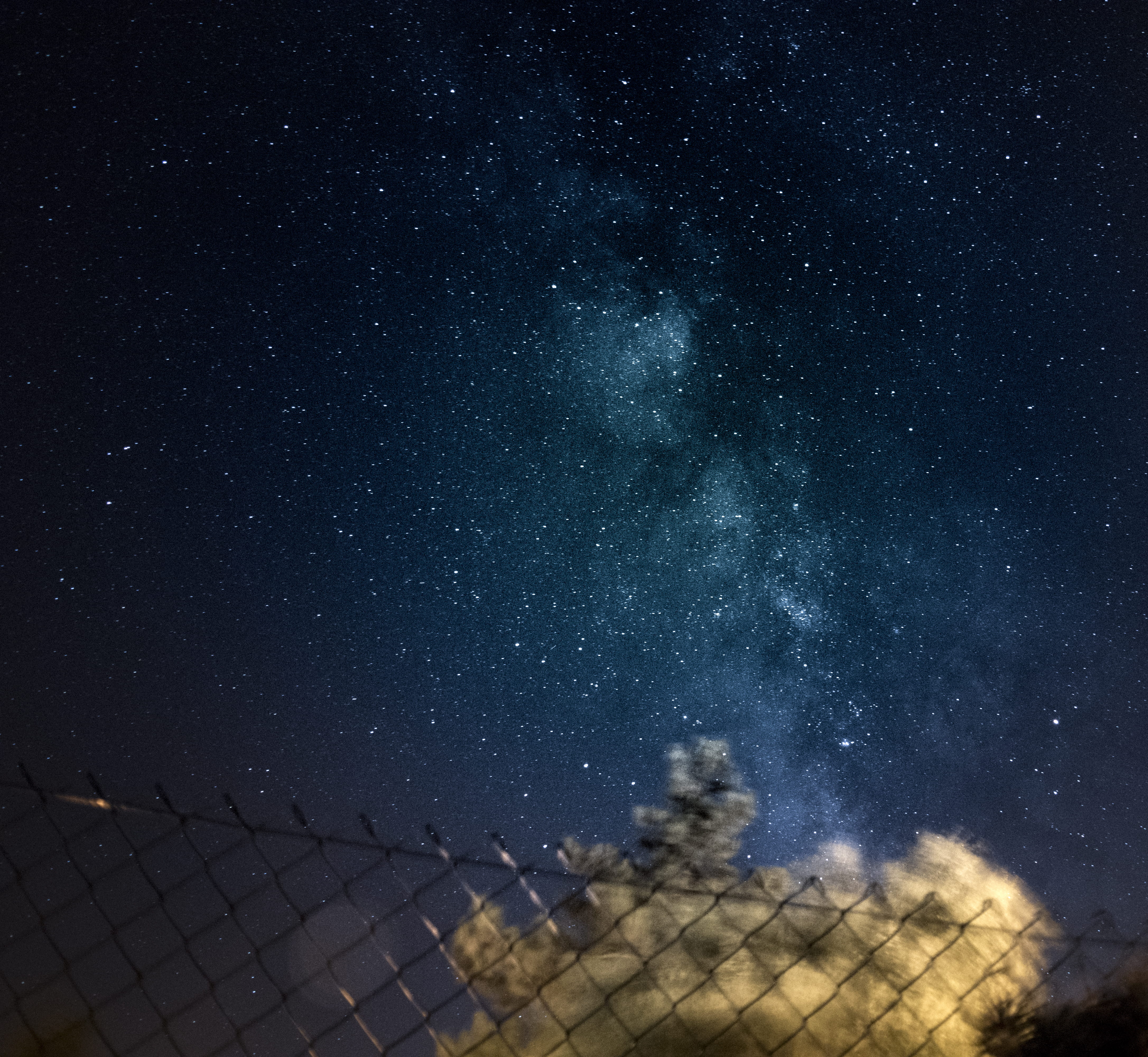 nature, space, architecture, cosmos, stars, sky, building, fence, 4K, no people, dream, tree, scenics - nature, astronomy, cloud - sky, building exterior, HD Wallpaper