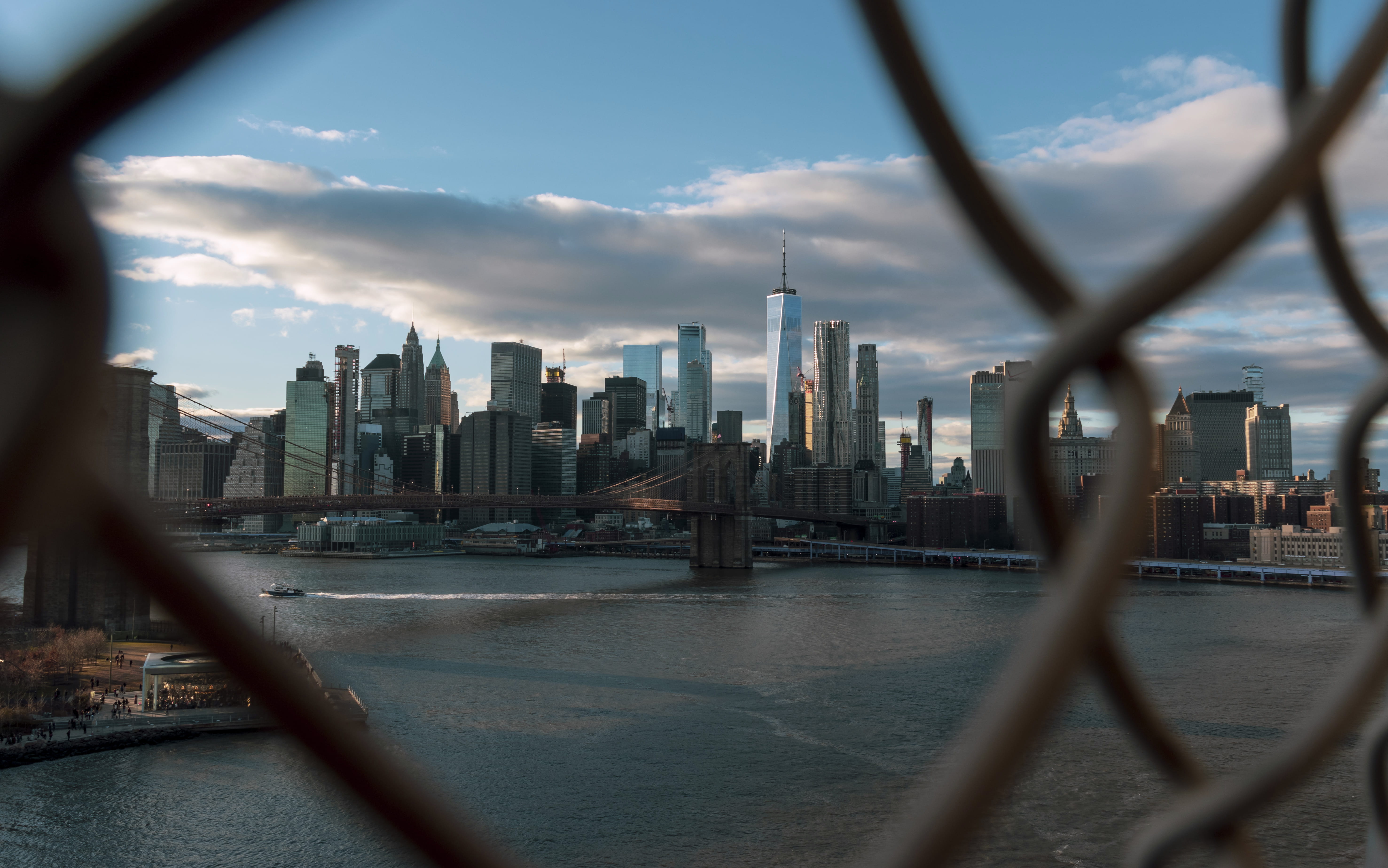 office building exterior, offices, cyclone fence, empire state building, skyline, usa, barrier, nyc, travel destinations, boundary, boat, skyscraper, chainlink fence, HD Wallpaper