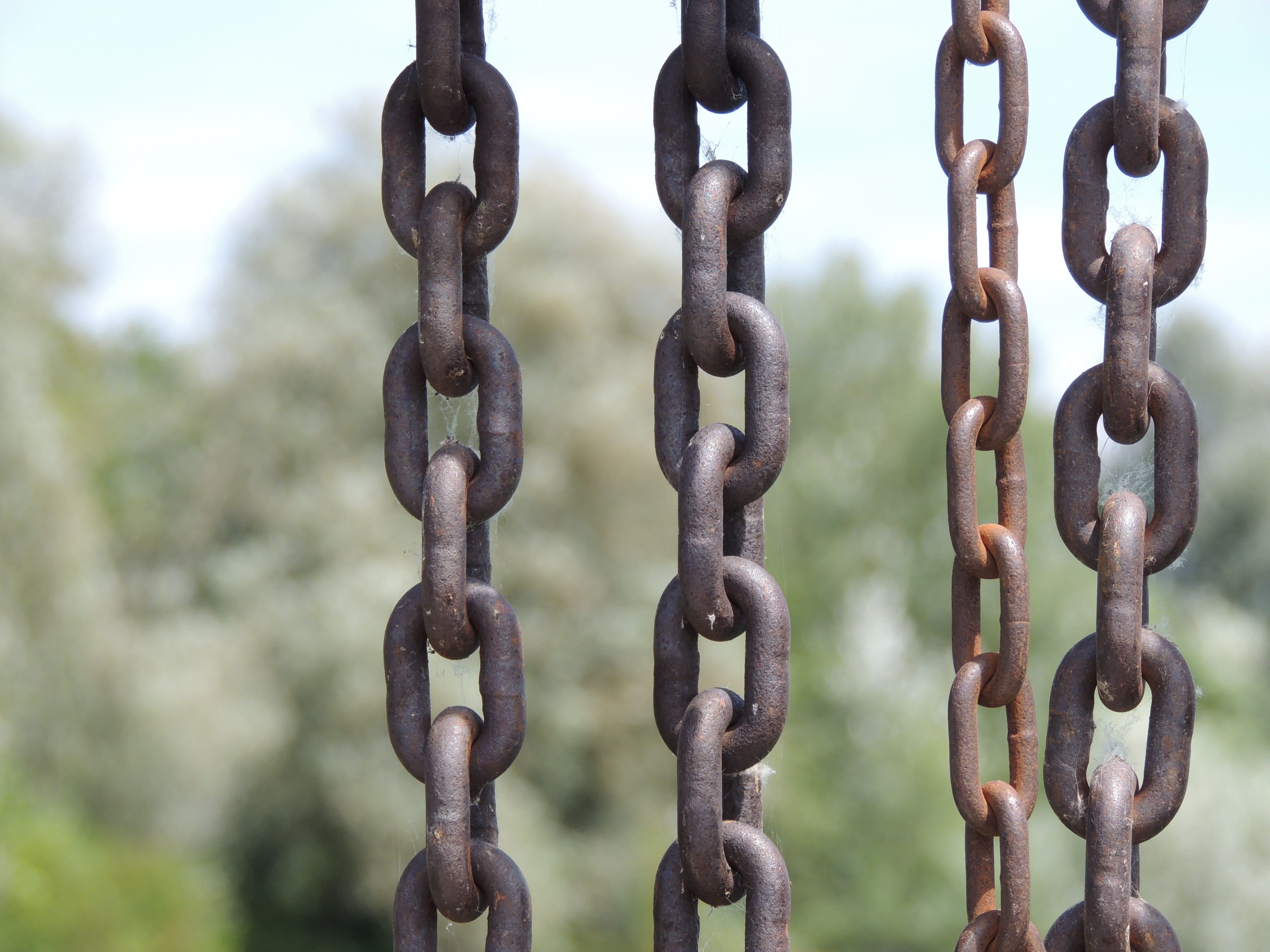black, Stainless, selective, protection, close-up, safety, Chains, members, boundary, spiked, gate, day, barrier, rusty, links of the chain, four, steel, HD Wallpaper