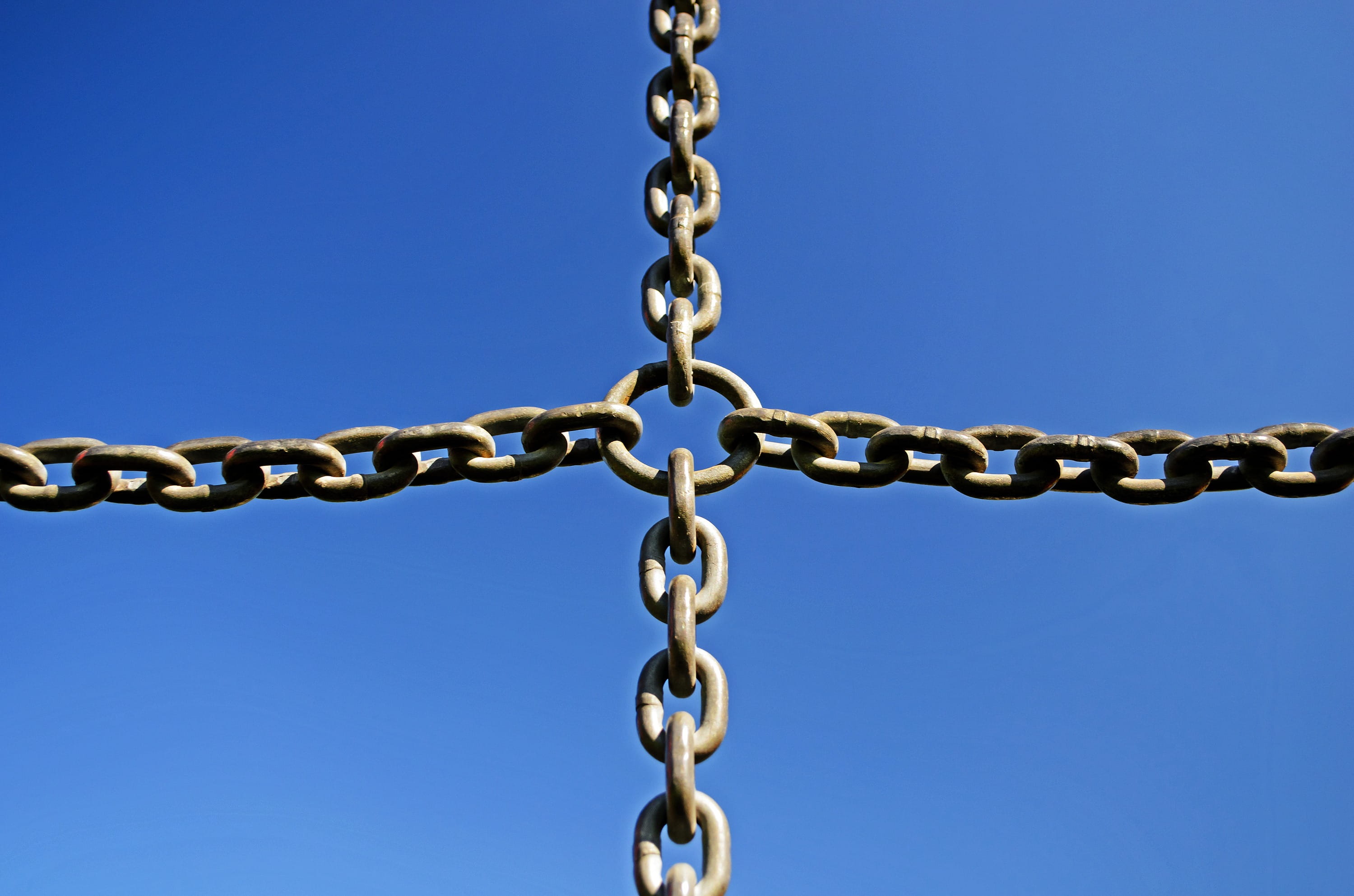 alloy, security, copy space, low angle view, iron - metal, solid, sky, Metal, Iron, metallurgy, 2K, outdoors, nature, safety, strength, eye, blue background, HD Wallpaper