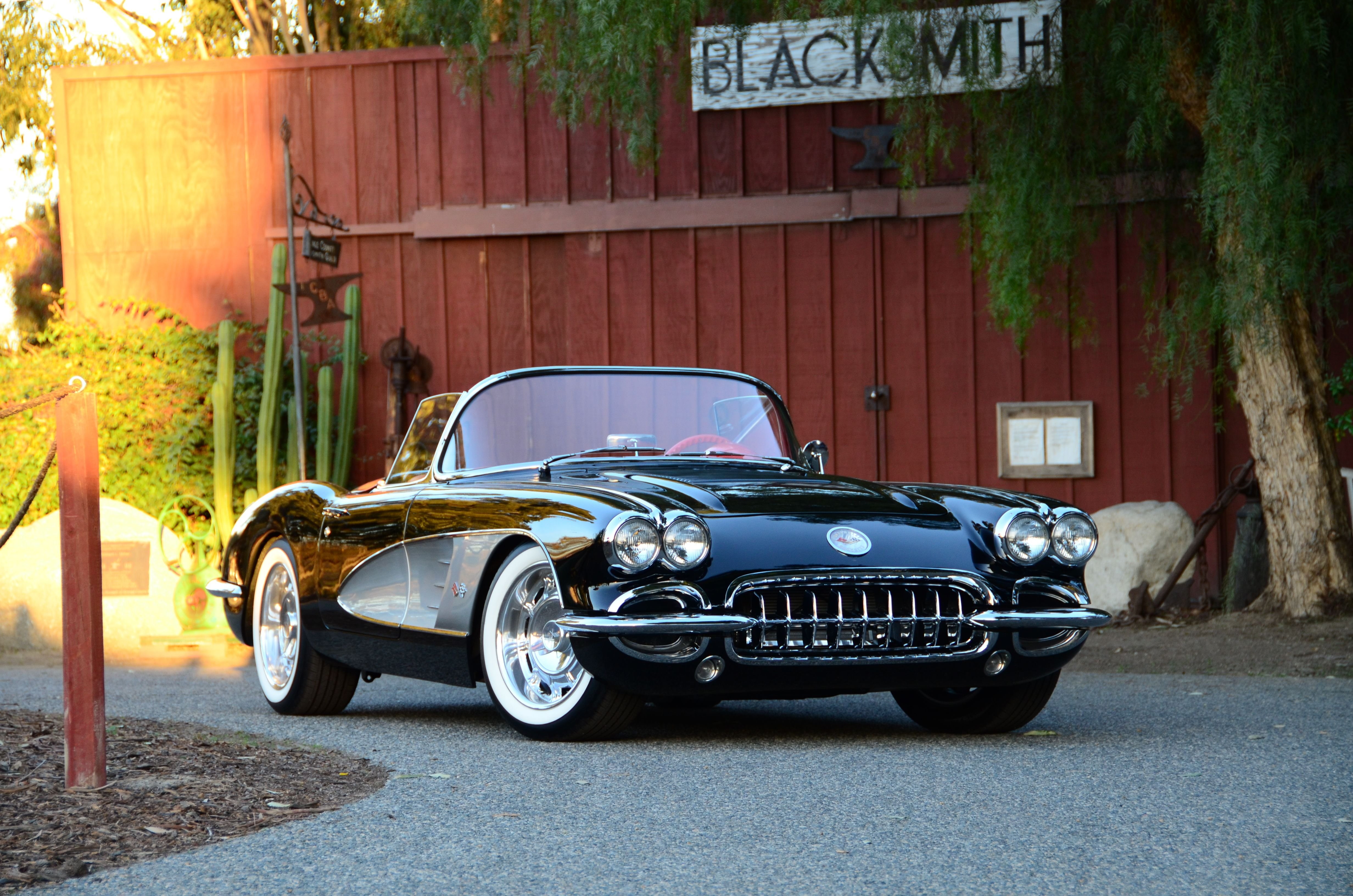 (c1), 4K, corvette, 1958, chevy, modified, cars, HD Wallpaper