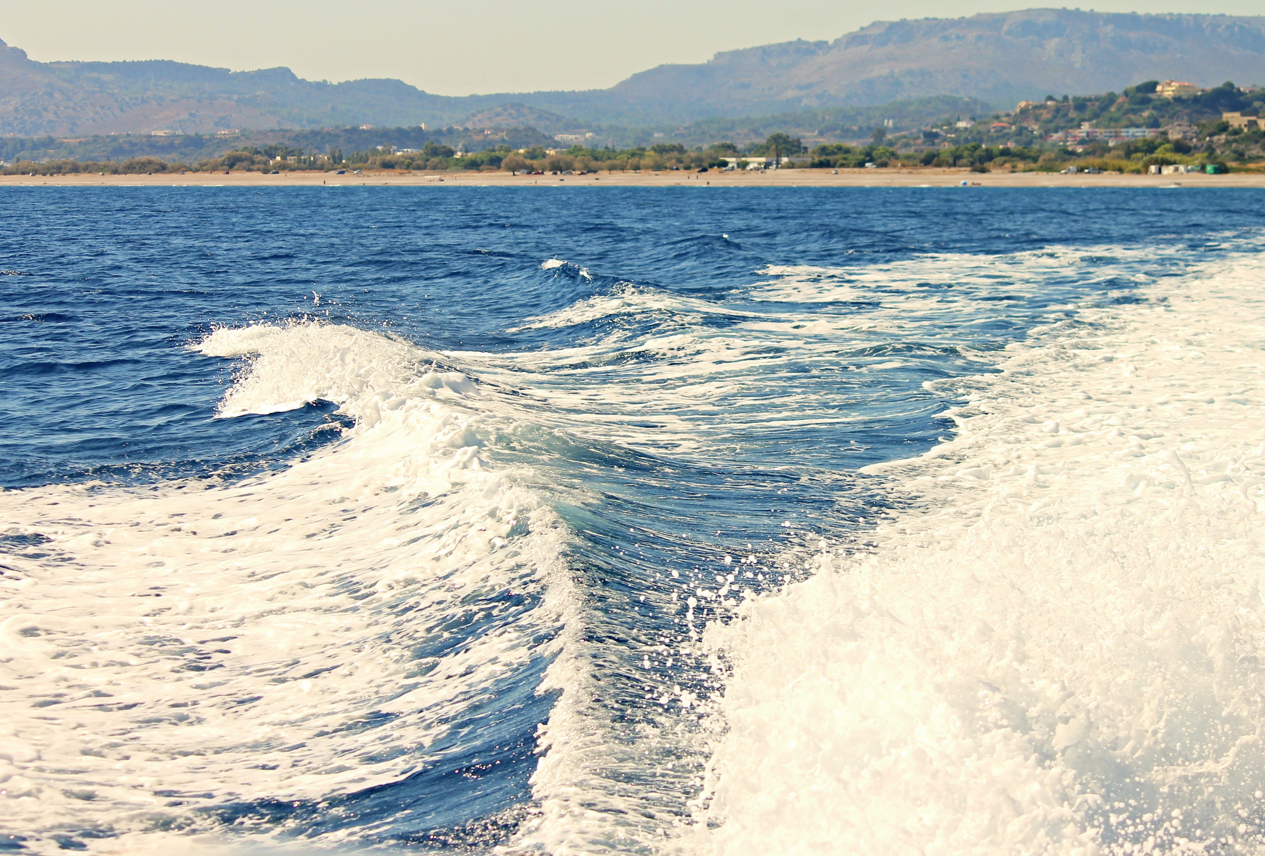 movement, wake - water, fast, day, water, racing boat, ocean, the coastal strip, wave, 4K, surge, force, mediterranean, motion, fun, coast, scenics - nature, HD Wallpaper