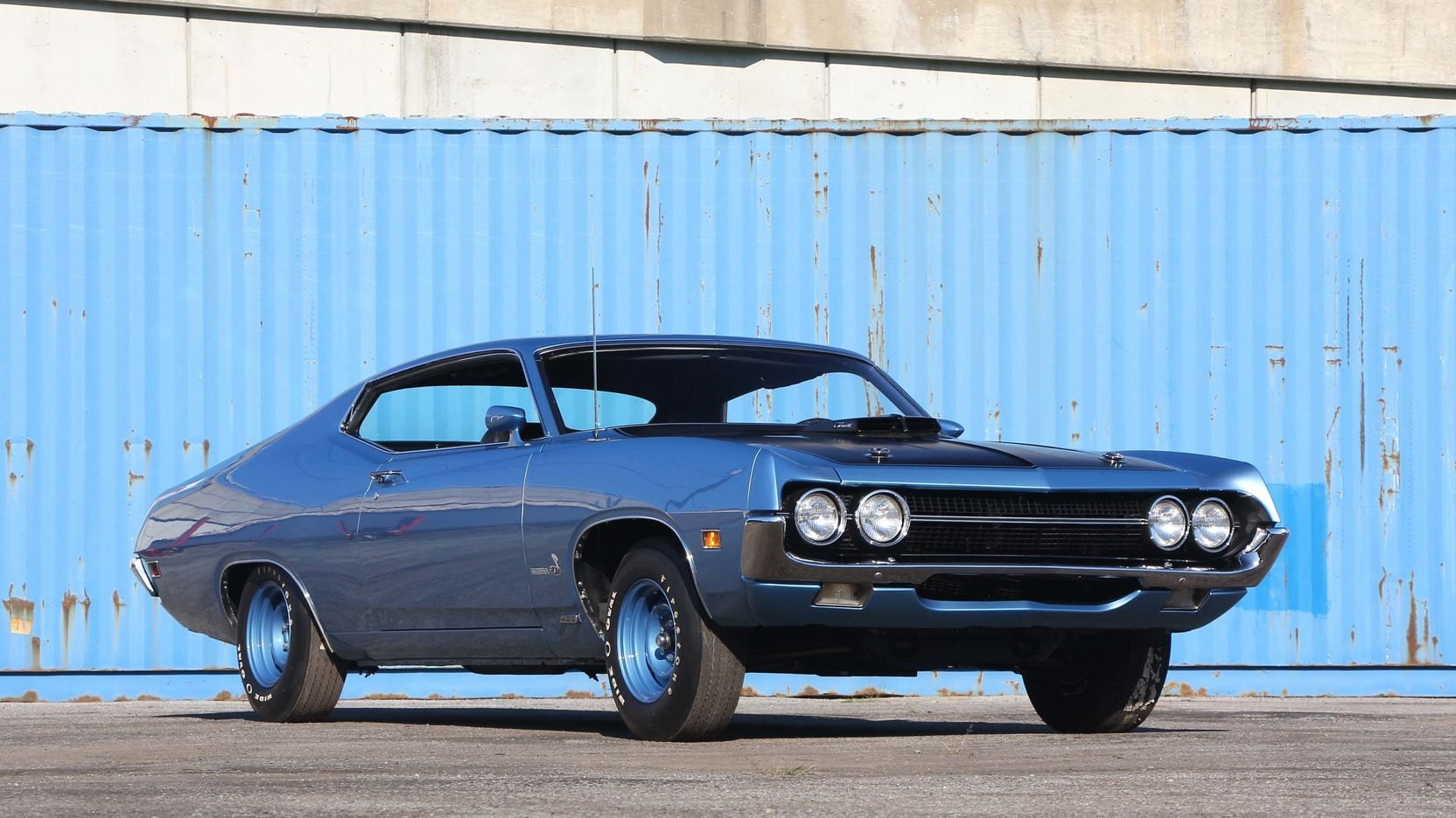 blue, 720P, ford, torino, 429, cobra, cars, 1970, HD Wallpaper