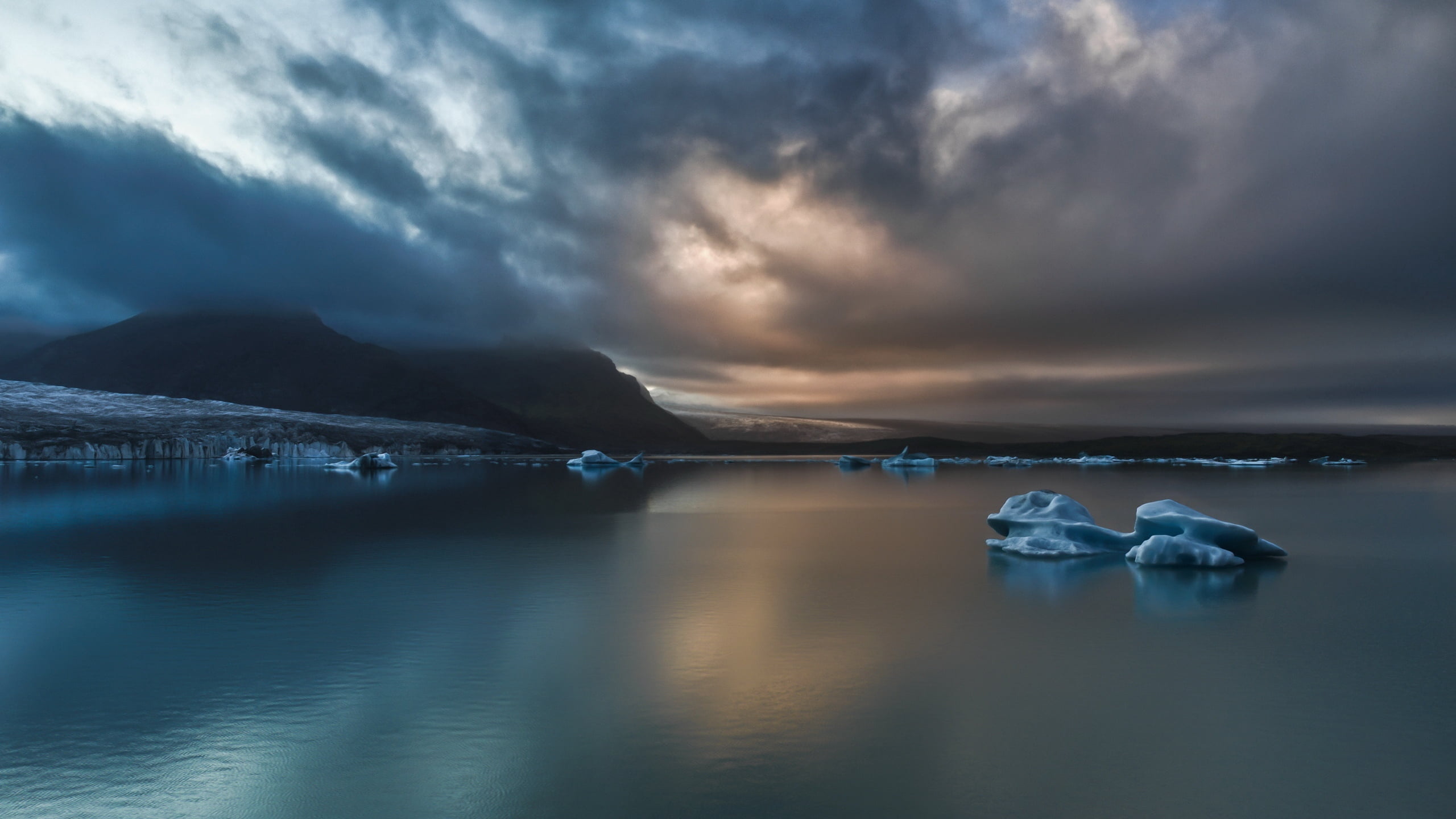 reflection, cloudscape, emptiness, sea, waterfront, terribly, non-Urban Scene, summer, iceberg, blocks, outdoors, sunlight, 2K, twilight, scenics - nature, HD Wallpaper