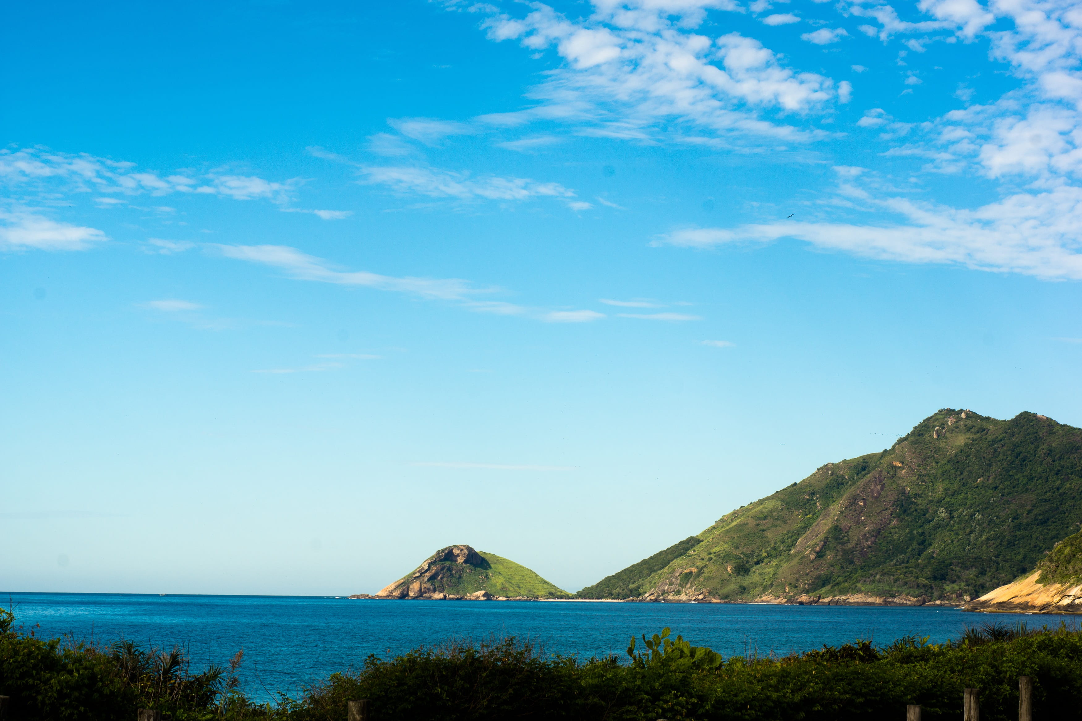 tranquil scene, mar, scenics - nature, water, mountain, travel, paradise, sea, sky, tropical, coast, atlantic, 2K, beach, built structure, nature, landscape, HD Wallpaper