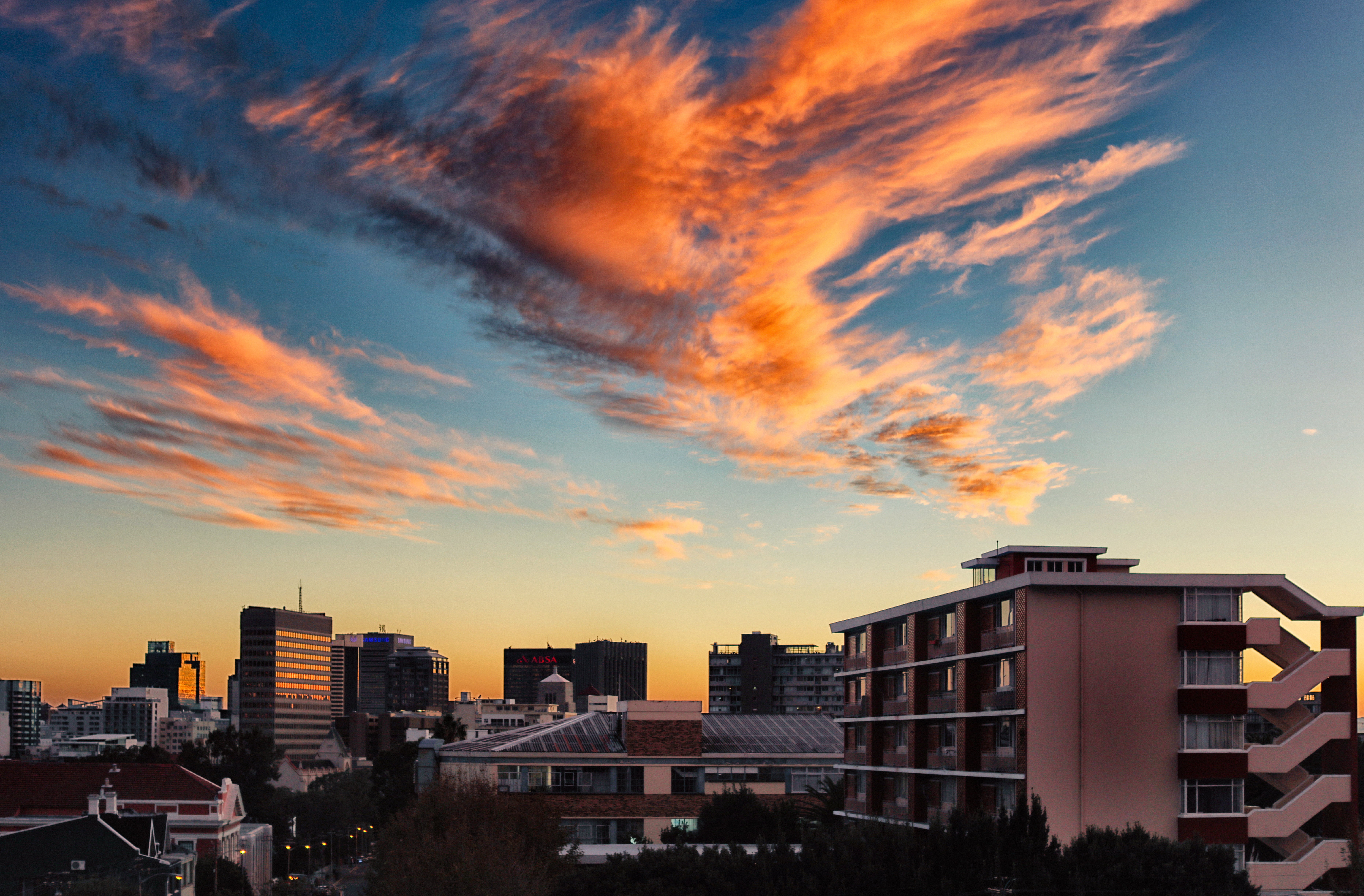 sunrise, built structure, morning, atlantic, office, cape town, business, office building exterior, landscape, residential, no people, dusk, africa, sky, HD Wallpaper