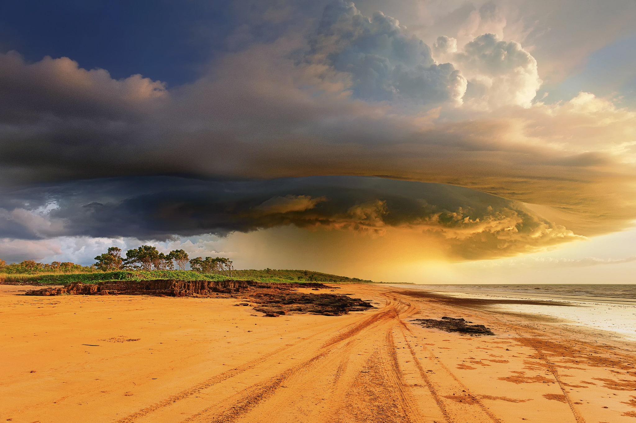 storm, sky, a tropical storm, beach, Australia, 1080P, clouds, tropical, HD Wallpaper