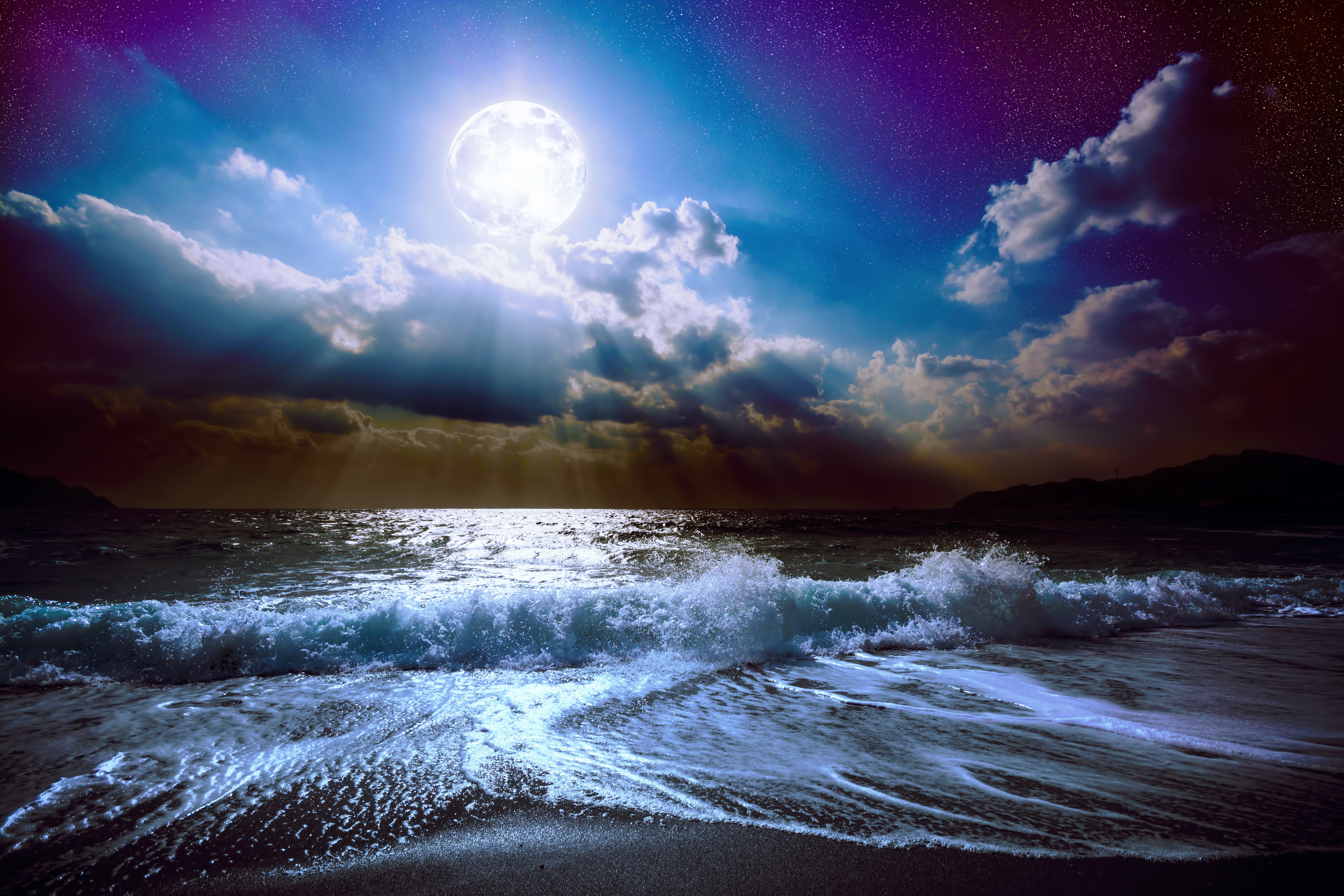 water, dark, sport, ocean, no People, cloud - Sky, storm, waters Edge, the sky, scenics - nature, sand, sunbeam, tranquility, dusk, landscape, motion, midnight, HD Wallpaper