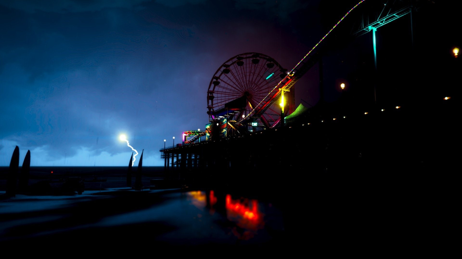 Roller Coaster, Lightning, Grand Theft Auto, Grand Theft Auto V, 1080P, Pier, HD Wallpaper