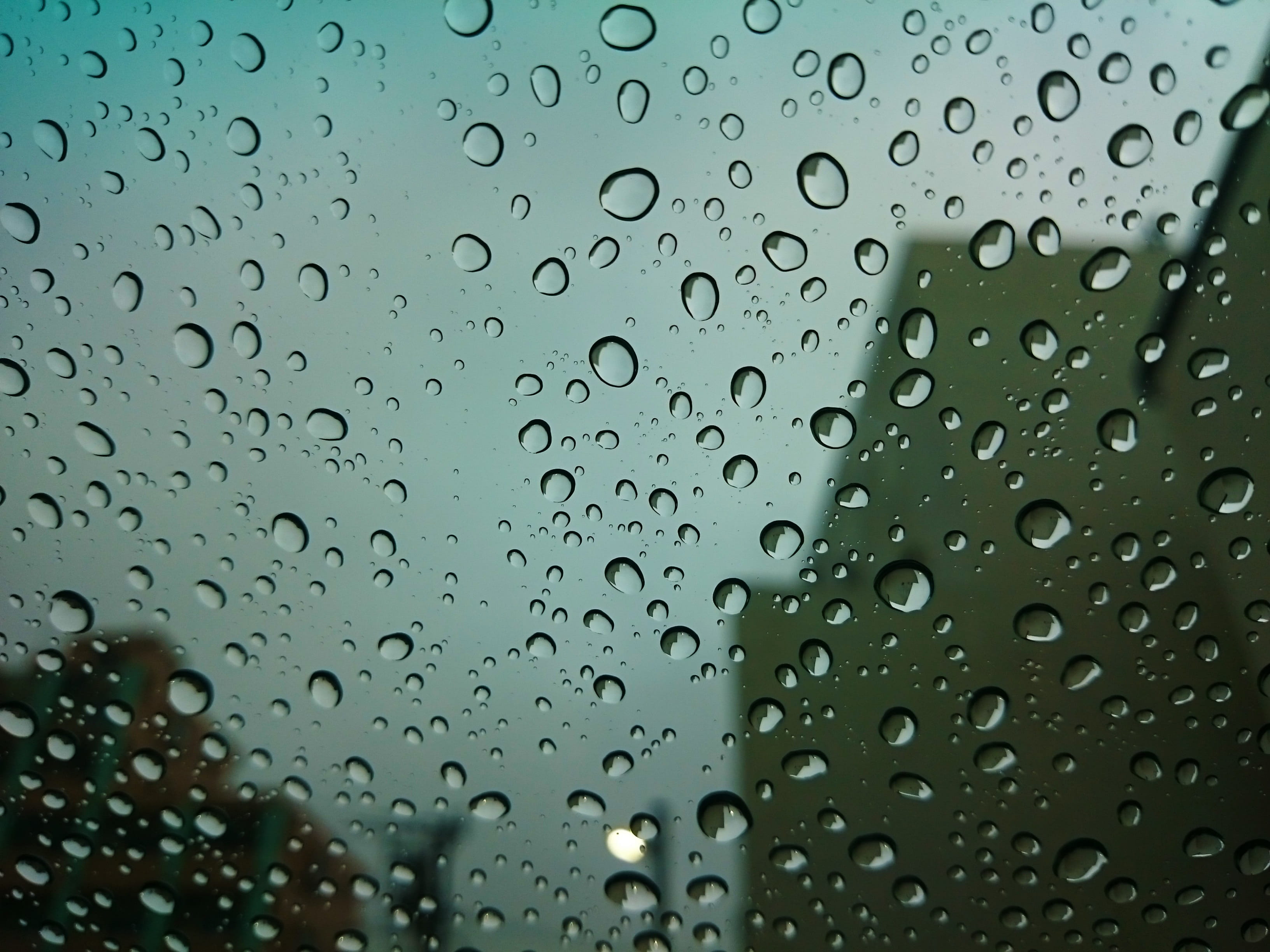 focus on foreground, no people, nature, Windows, Glass, rainy season, window, Drop, close-up, melancholy, indoors, water, Rain, purity, Drop Of Water, polka dot, HD Wallpaper
