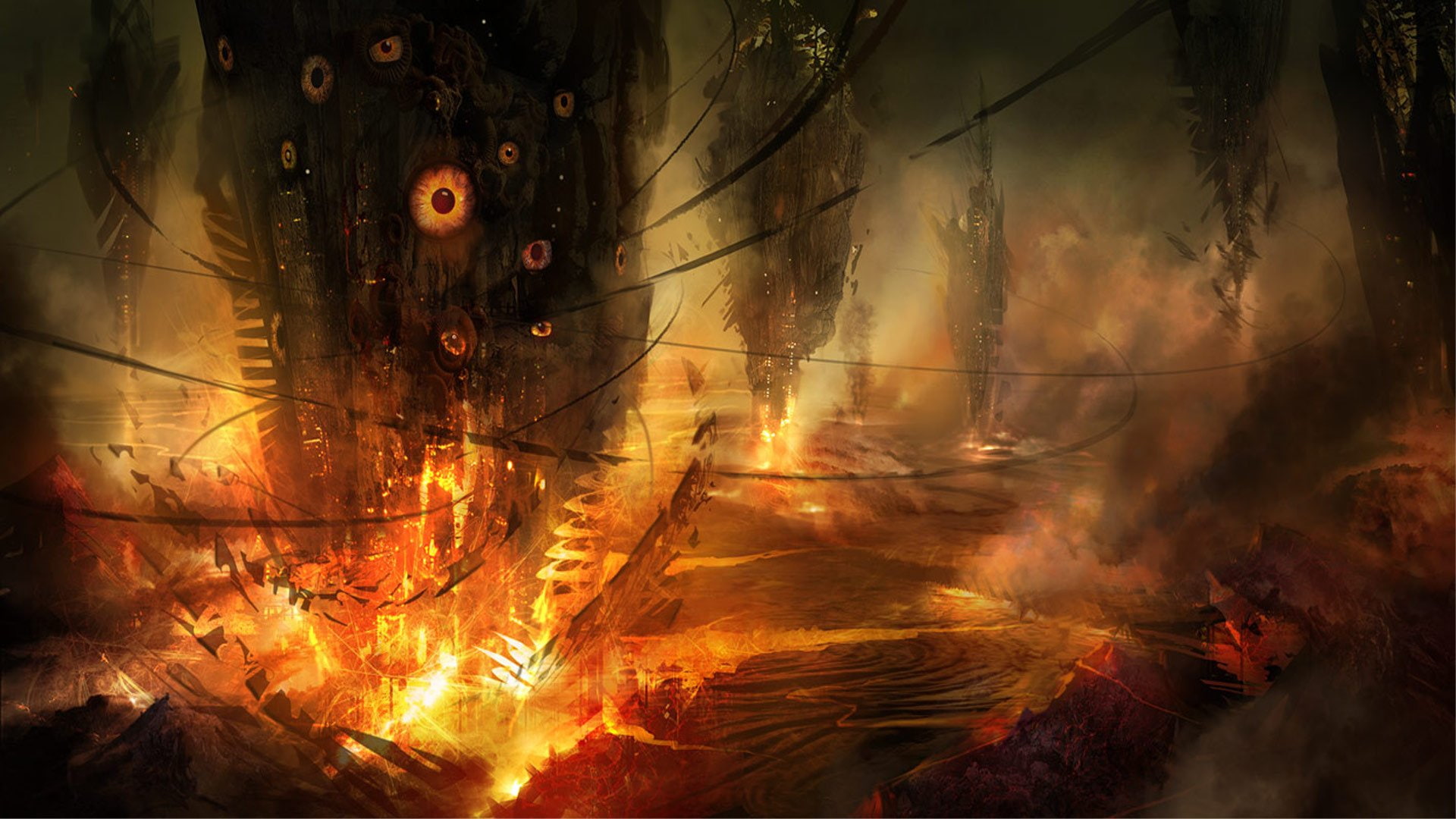 cyclone, fiction, landscapes, concept, fire, eyes, art, straub, 1080P, alien, science, philip, HD Wallpaper