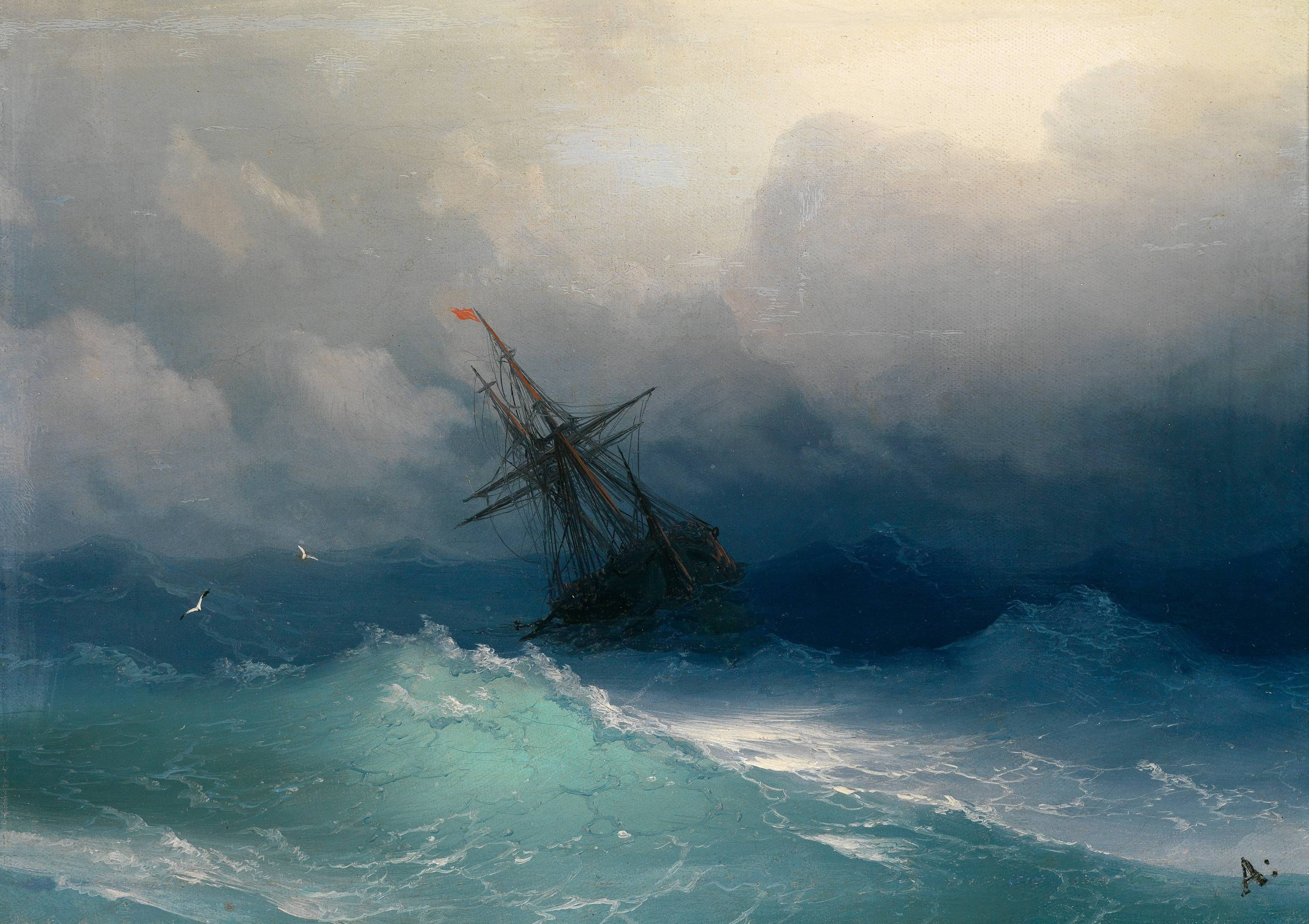 storm, 2K, painting, ship, HD Wallpaper