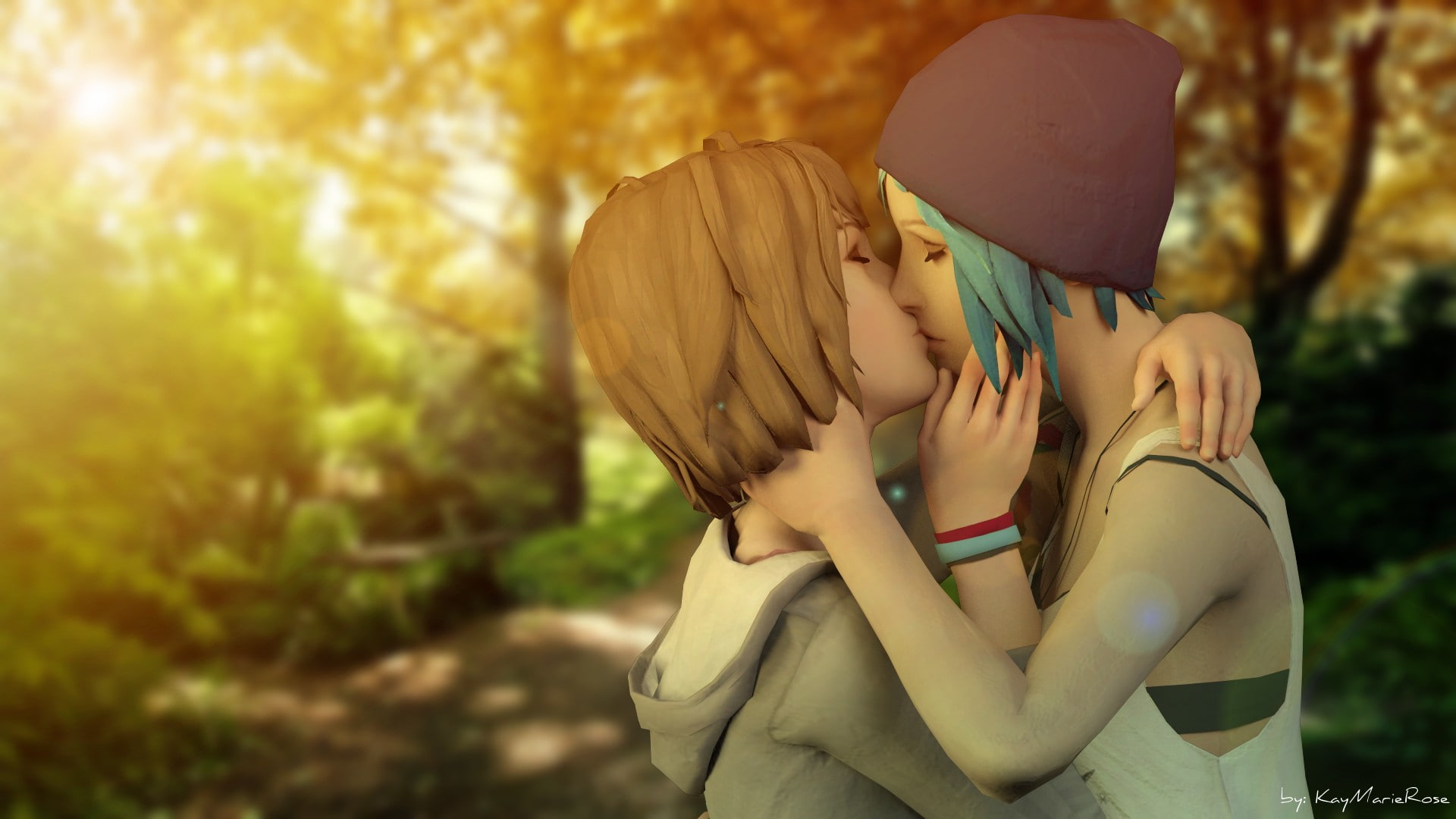Life Is Strange, kissing, 1080P, Chloe Price, Max Caulfield, HD Wallpaper