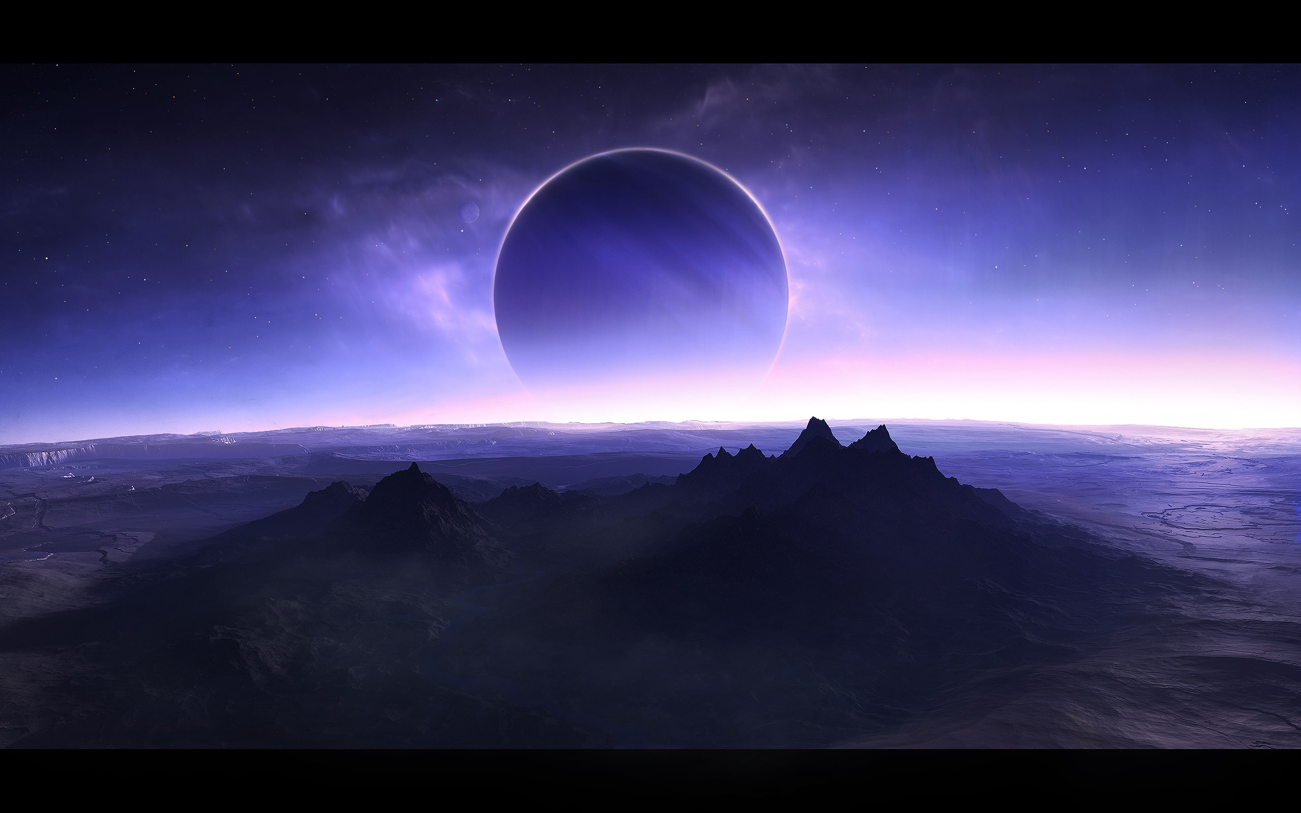 hd, mountains, outer, fiction, planets, science, purple, stars, wastelands, space, 2K, outer space, art, nature, HD Wallpaper