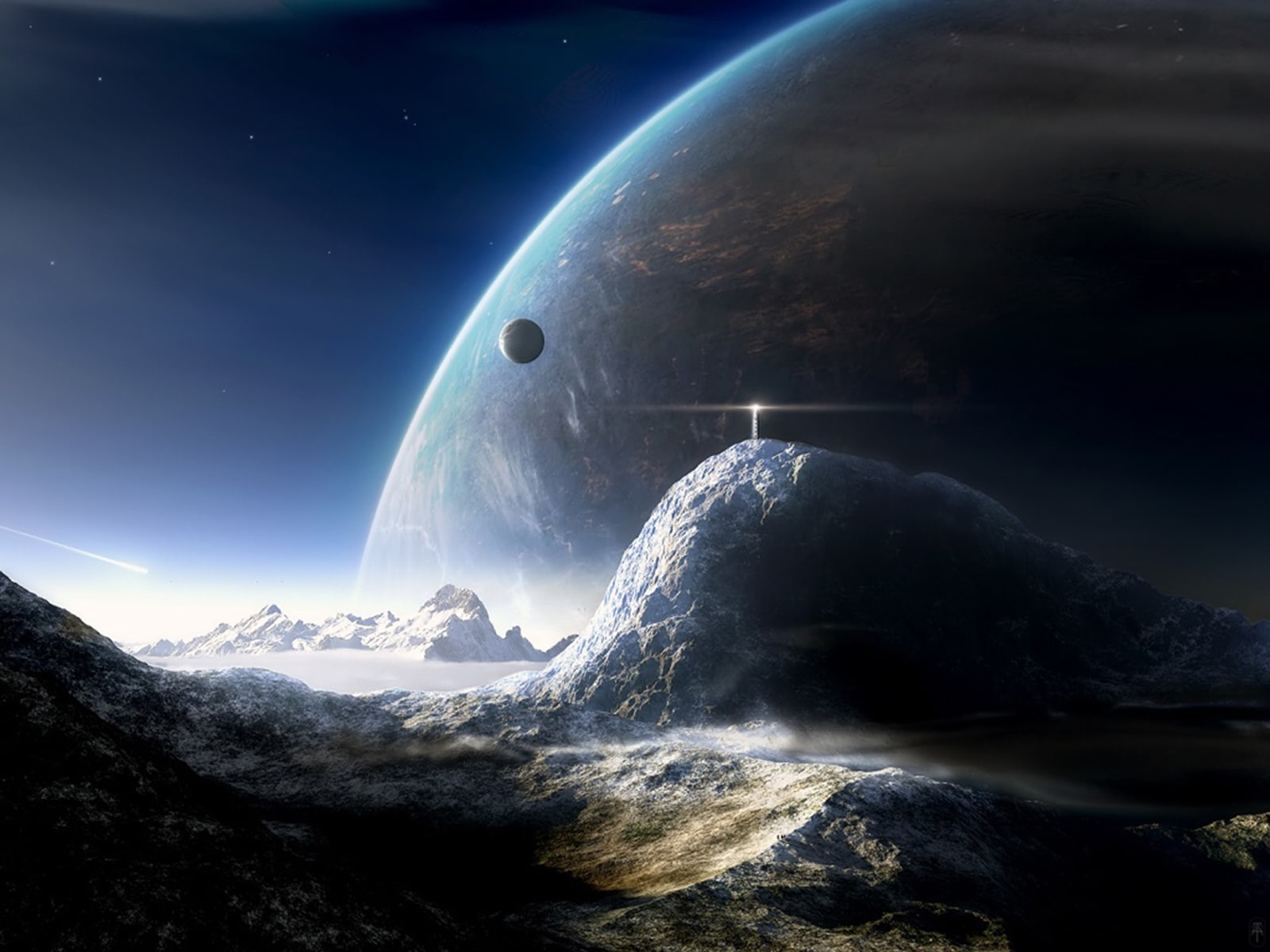 fiction, science, planets, hd, moons, x, Landscapes, mountains, 720P, space, outer, art, HD Wallpaper