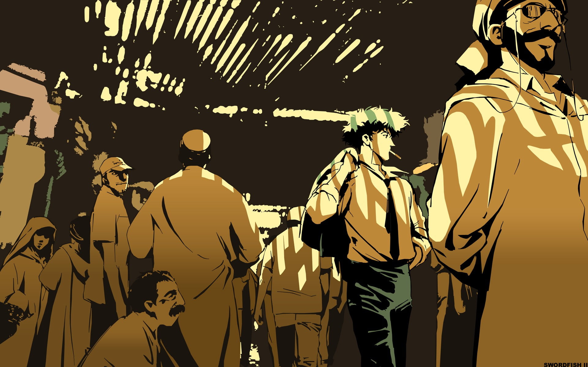 1080P, creativity, arts culture and entertainment, men, illuminated, three quarter length, Spike Spiegel, art and craft, architecture, real people, occupation, HD Wallpaper