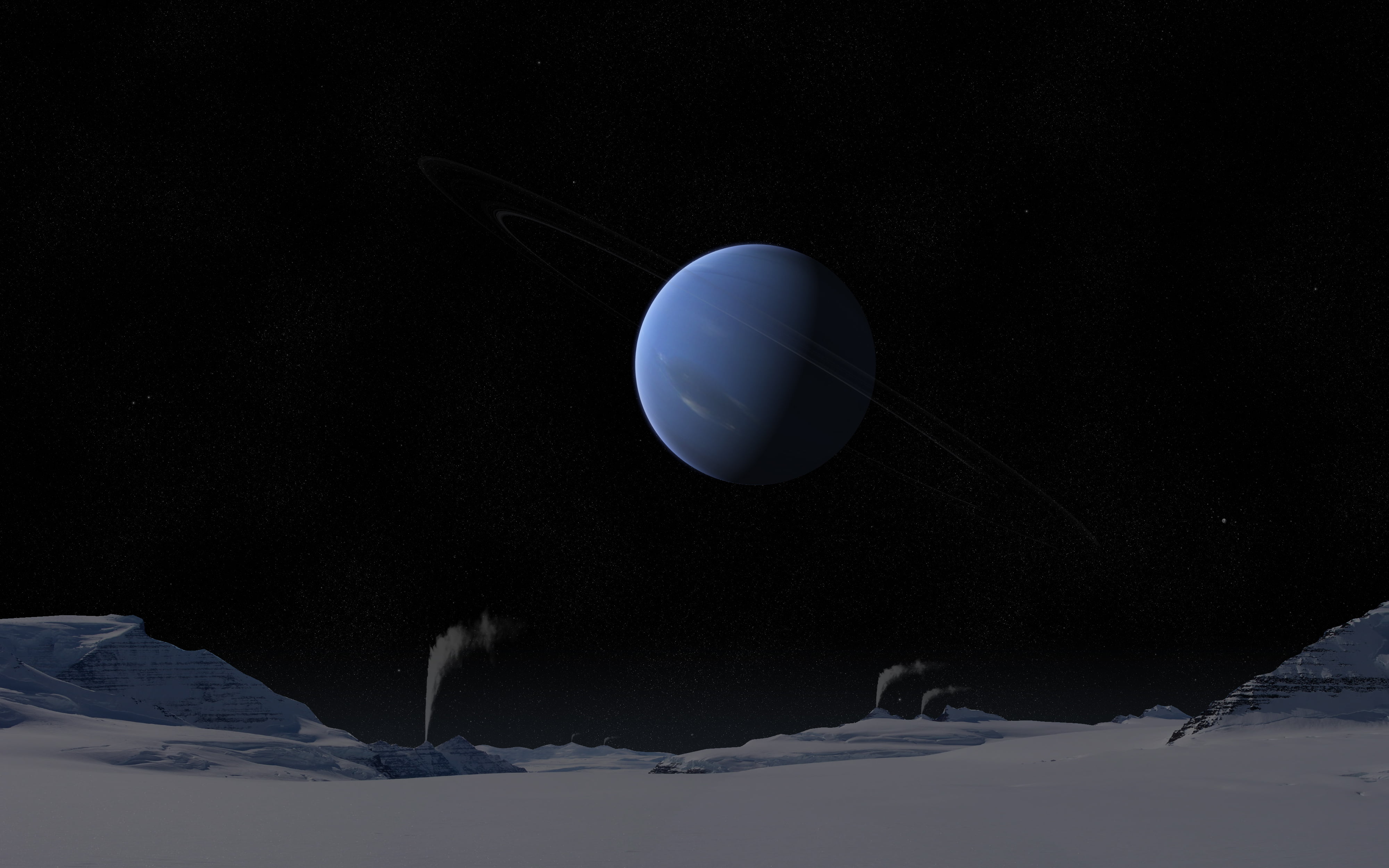 cold temperature, tranquil scene, solar system, surface, tranquility, no people, moon, cold, sky, geysers, landscape, white color, snowcapped mountain, HD Wallpaper