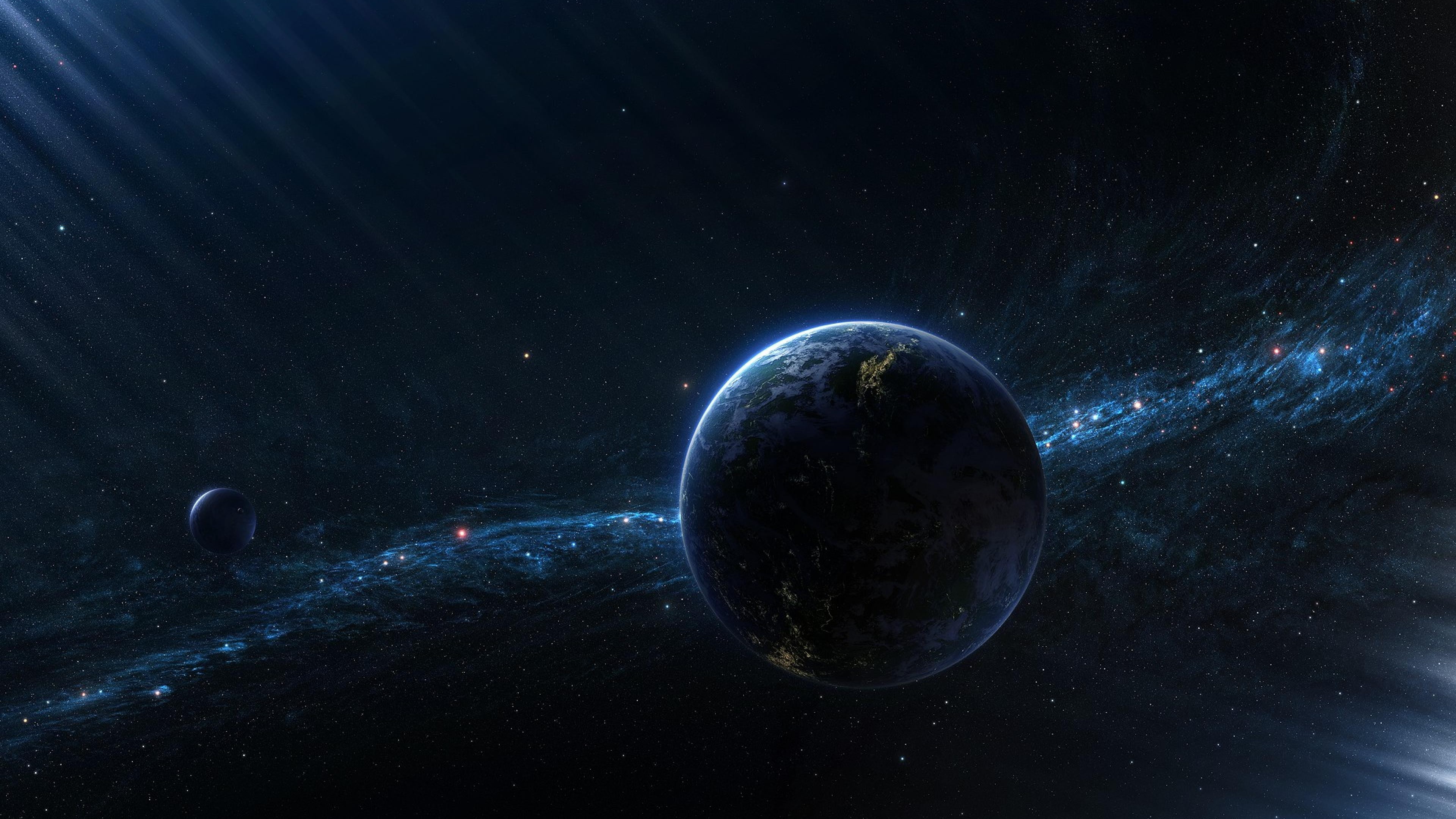  earth, exoplanet, 4K, stars, space, galaxy, HD Wallpaper