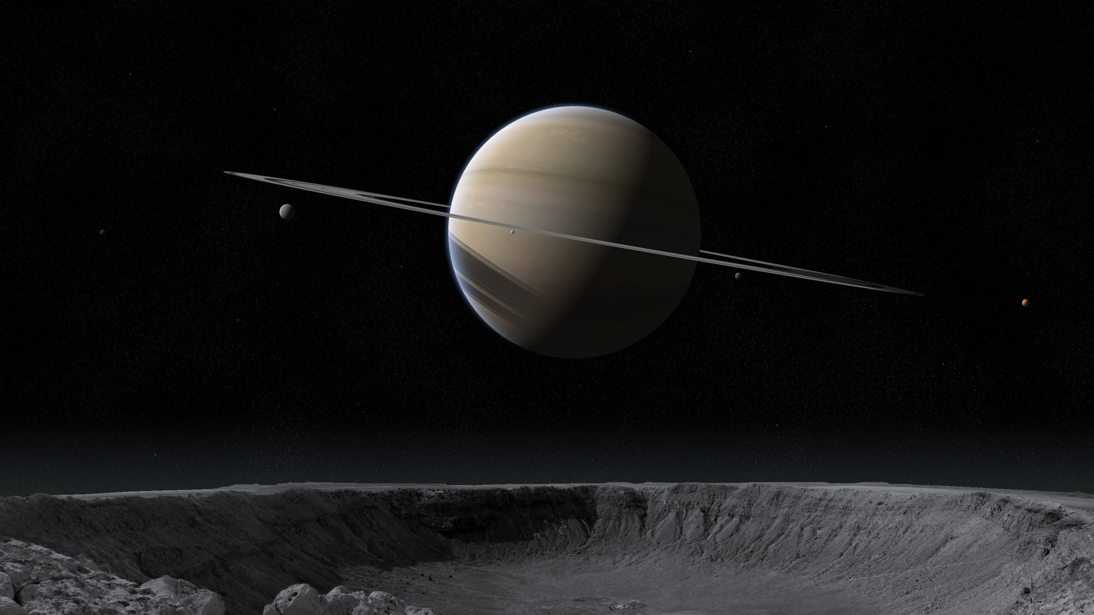 illustration, Exoplanet, space, stars, saturn, 4K, Planet, HD Wallpaper