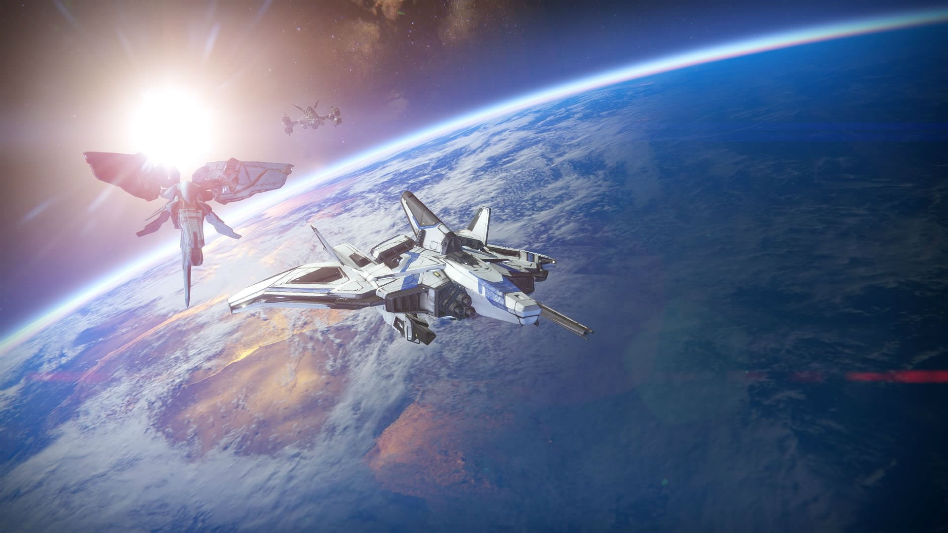 spaceship, mmo, air force, planet earth, sport, beauty in nature, shooter, sunlight, fantasy, sky, no people, mid-air, communication, online, Futuristic, HD Wallpaper
