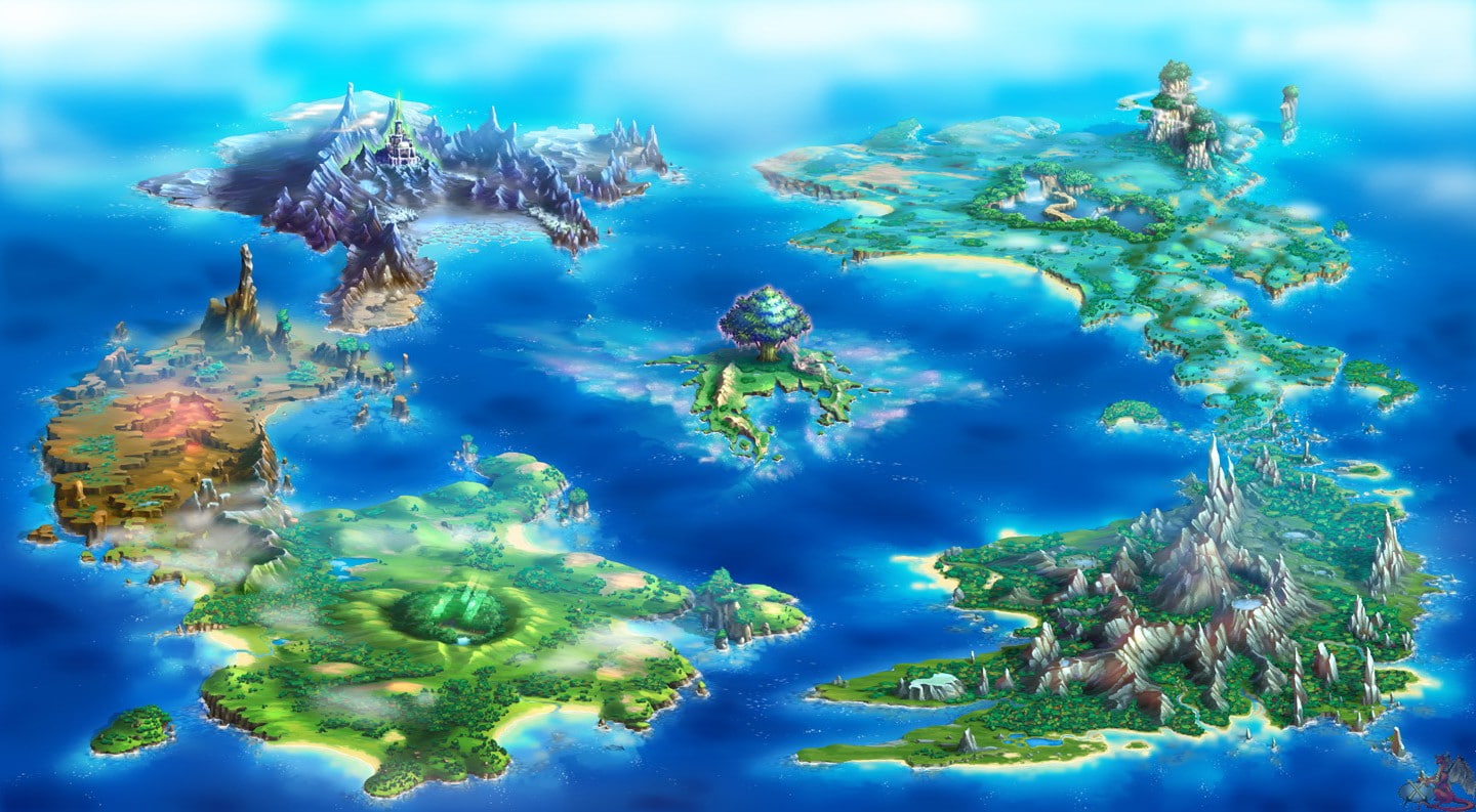beauty in nature, undersea, mountain, environment, nature, Seiken Densetsu, marine, space, cloud - sky, no people, physical geography, artwork, animals in the wild, HD Wallpaper