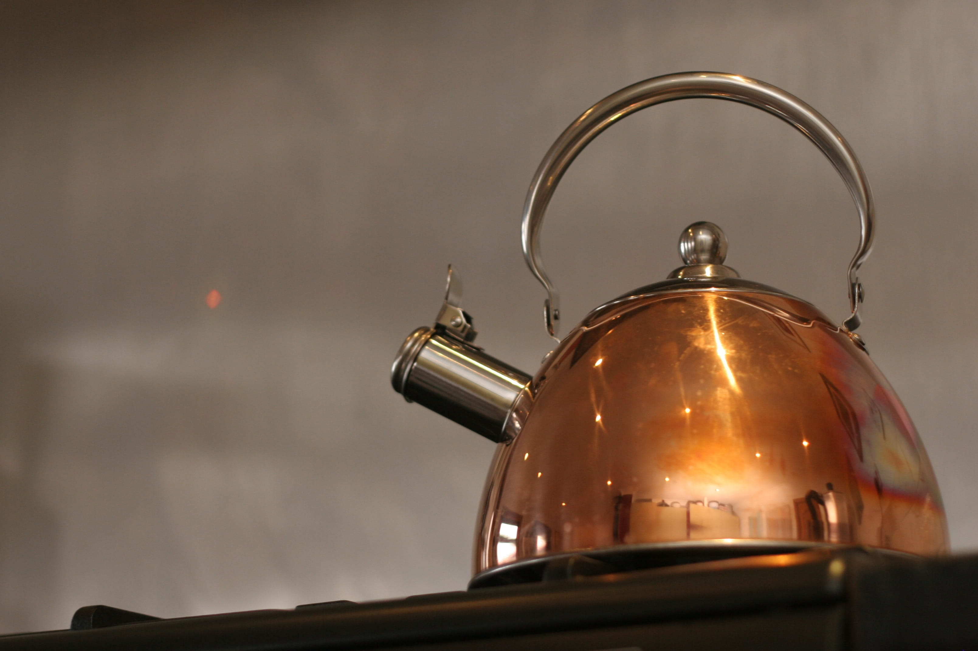 kettle, brass, steel, heat, steam, metal, silver, indoors, heat - temperature, household equipment, domestic kitchen, home, boil, alloy, shiny, water, old, HD Wallpaper