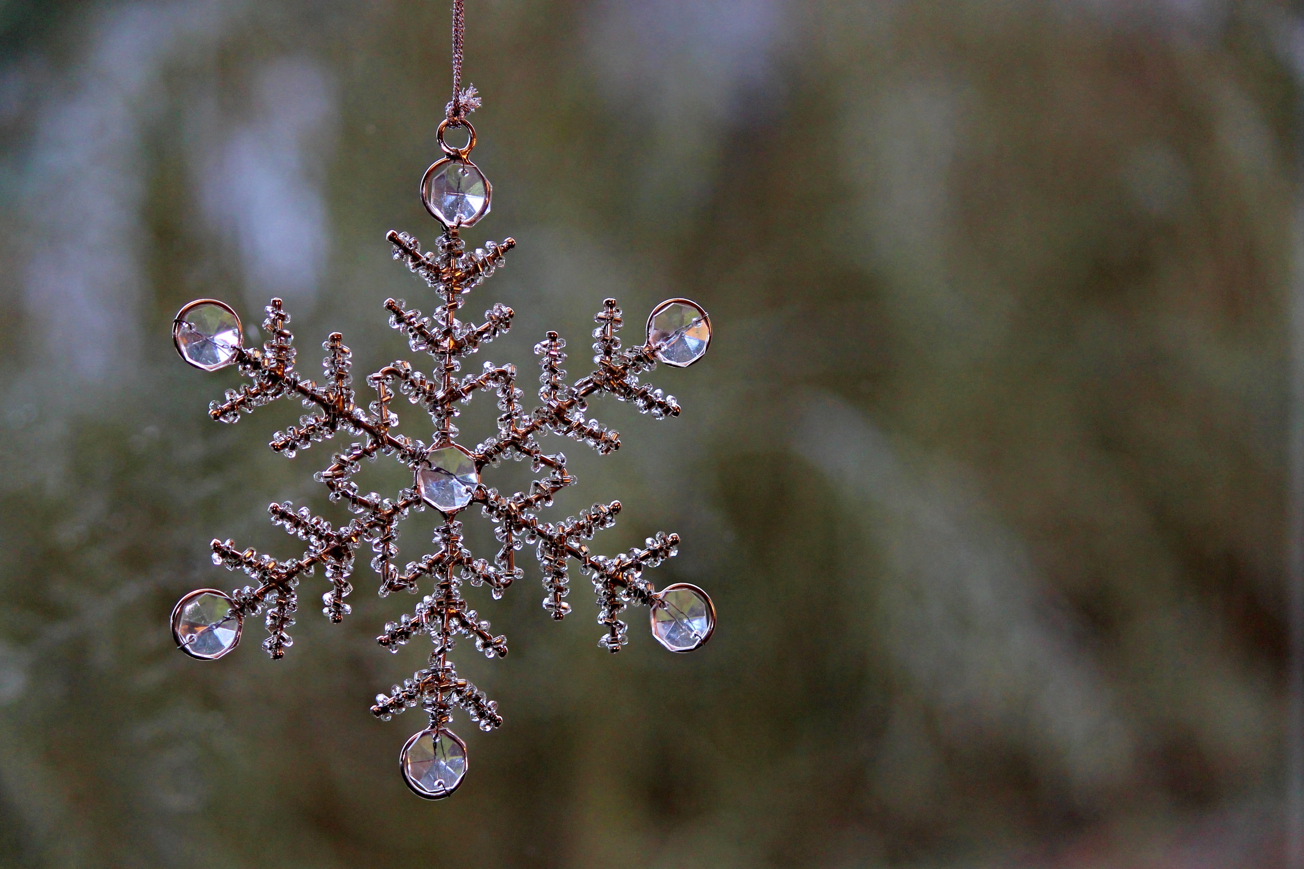 winter, wire, no people, decorate, art, geometric, plant, snowflake, symbol, close-up, handmade, christmas, ornament, decoration, outdoors, hand labor, HD Wallpaper