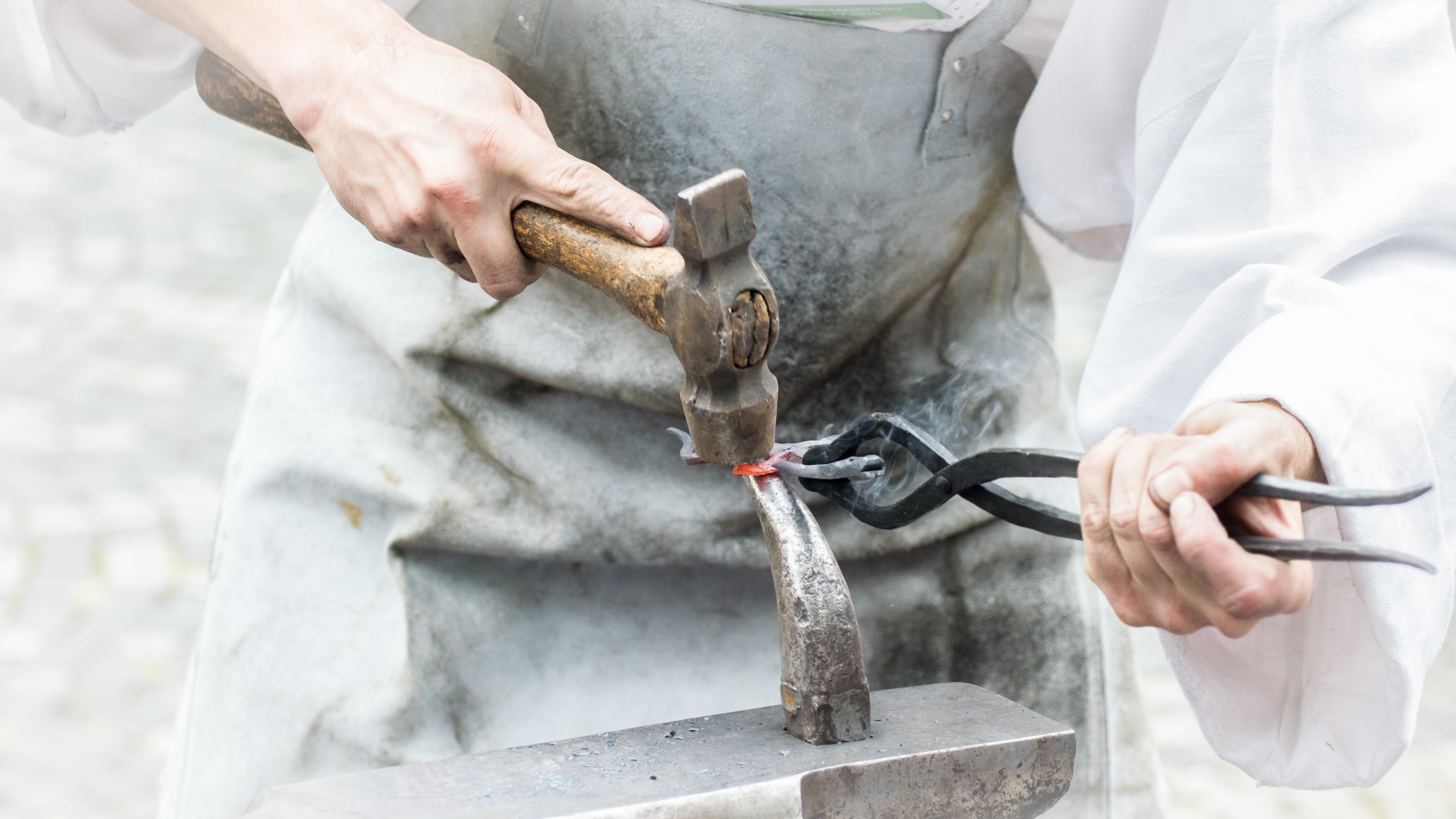 working, furnace, work tool, metal, art and craft, brown, thanks, men, forged, human hand, skill, protection, occupation, indoors, artist, person, adult, HD Wallpaper