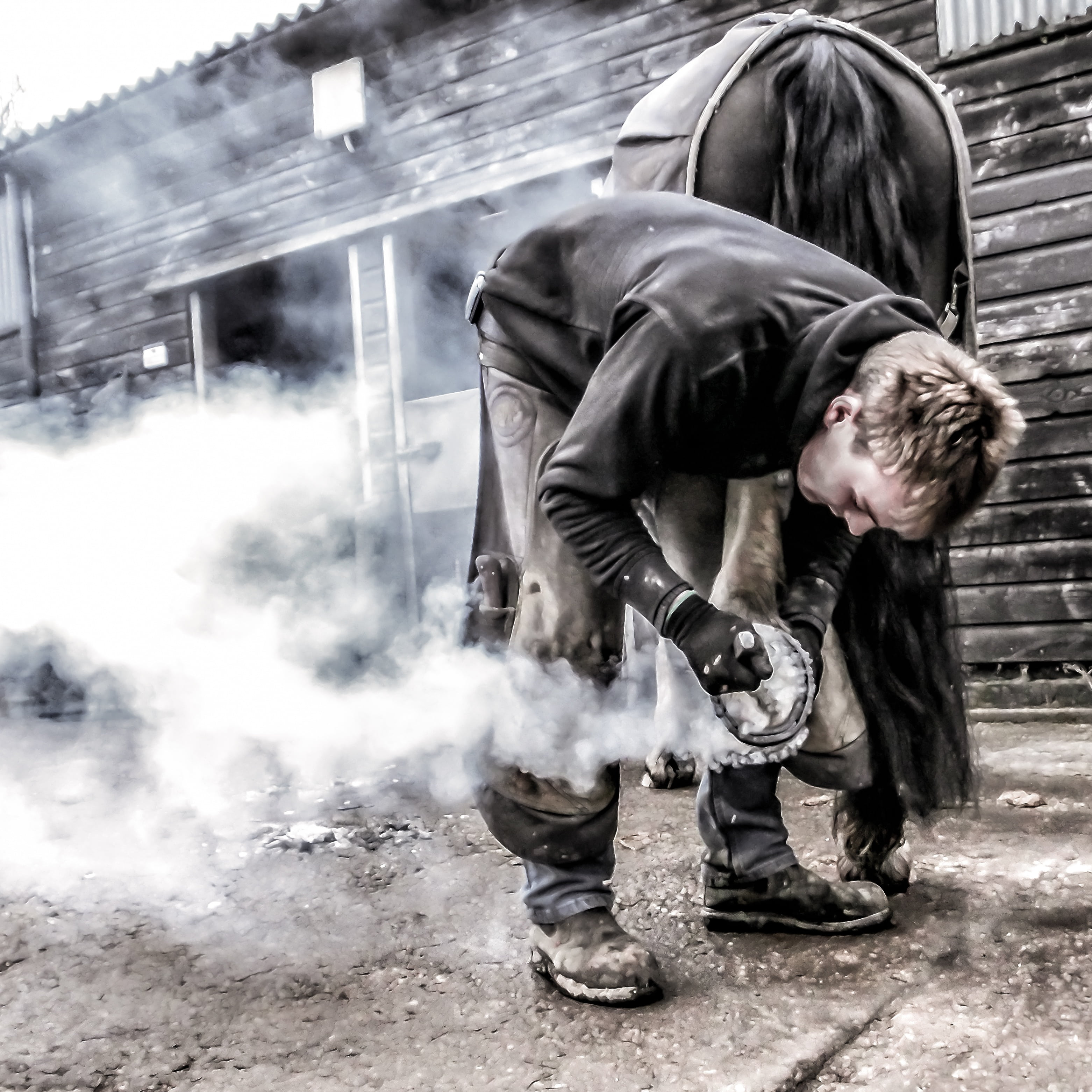 2K, outdoors, young adult, texture, blacksmith, artistic, young men, day, emotion, togetherness, real people, boys, horse, city, tradition, standing, craftsman, Phone HD Wallpaper