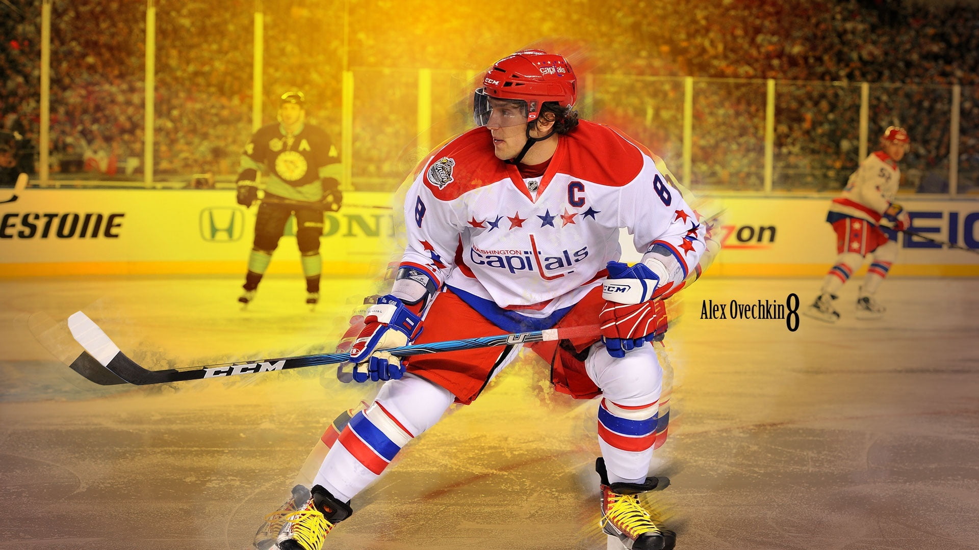 blue, hockey, washington, safety, gear, aggression, motion, stick, capitals, real people, Washington Capitals, white, skates, athlete, competition, architecture, HD Wallpaper