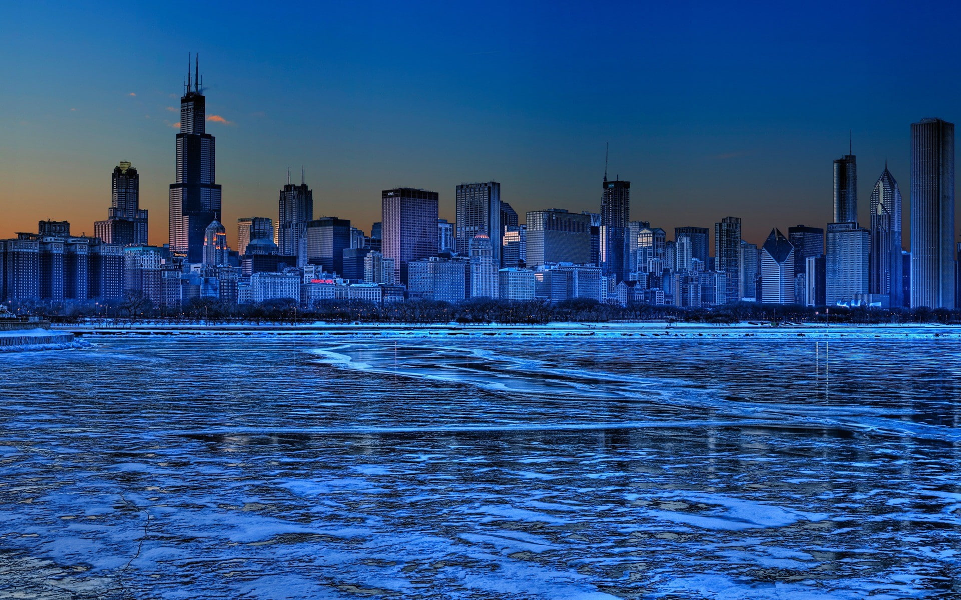 sky, hd, 1080P, trees, landscapes, skyline, skyscapes, chicago, art, ice, cityscapes, Blue, scenic, x, snow, nature, HD Wallpaper