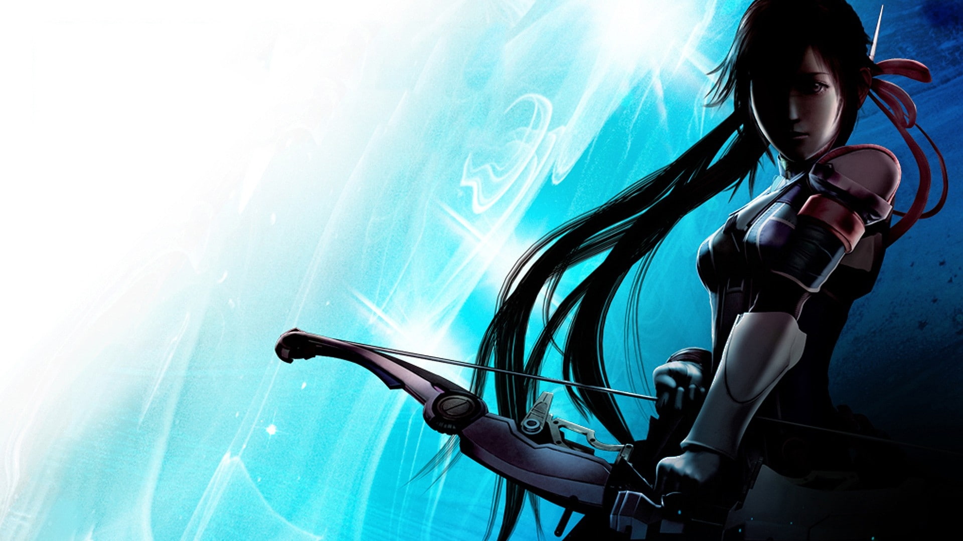 art, x, artwork, hd, oceans, star, bow, nature, weapon, ocean, archery, women, Blue, 1080P, HD Wallpaper