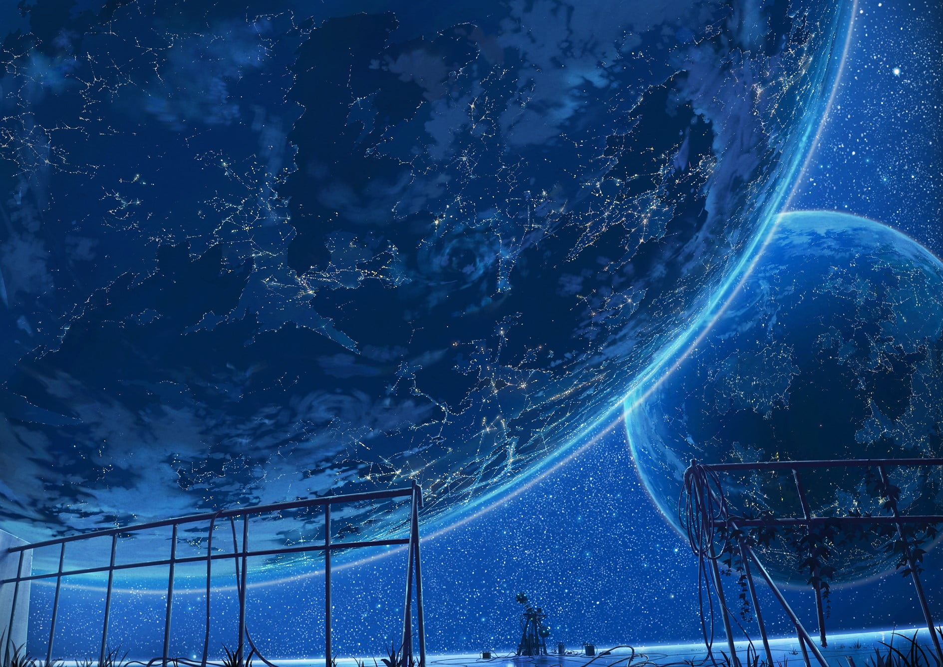 star field, night, no people, cloud - sky, scenics - nature, star - space, anime, sky, planet, planet earth, 720P, nature, outdoors, galaxy, architecture, HD Wallpaper