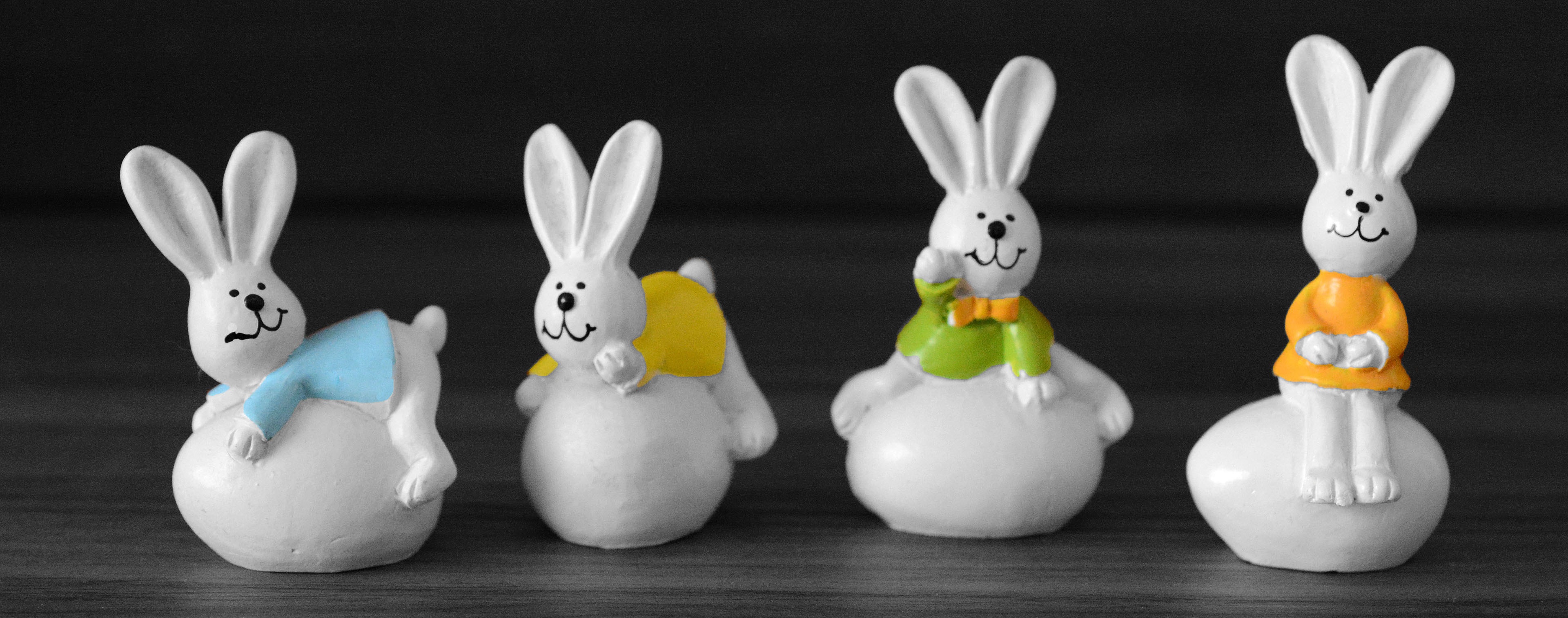 egg, group of objects, food, eggcup, indoors, animal representation, decoration, studio shot, black background, 4K, easter, easter greetings, rabbit - Animal, HD Wallpaper