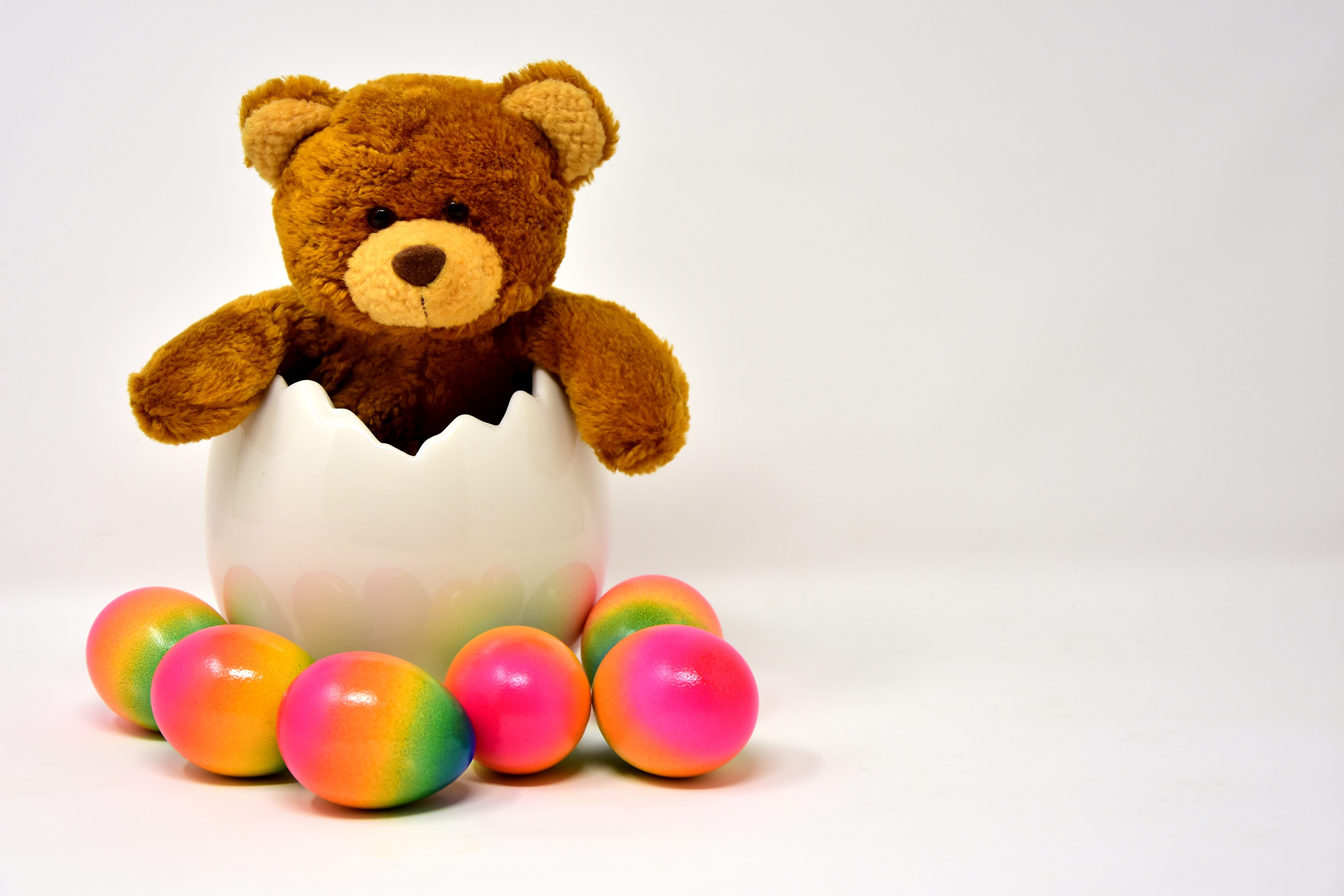 toy, easter egg, representation, medium group of objects, egg, ceramic, plush, sweet, funny, indoors, celebration, easter, cuddly, close-up, teddy, animal representation, HD Wallpaper