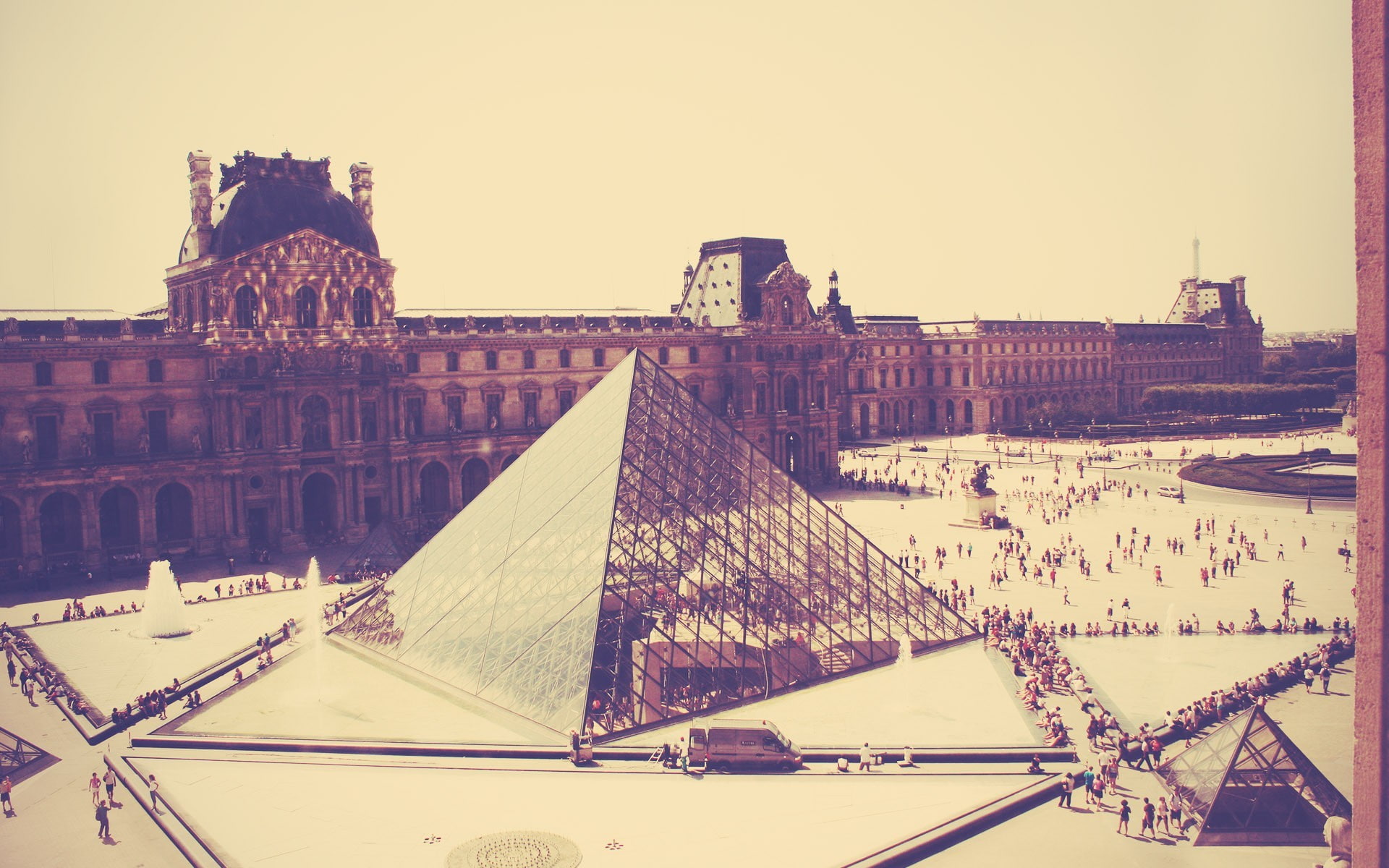 cityscape, Louvre, France, museum, Paris, filter, 1080P, HD Wallpaper