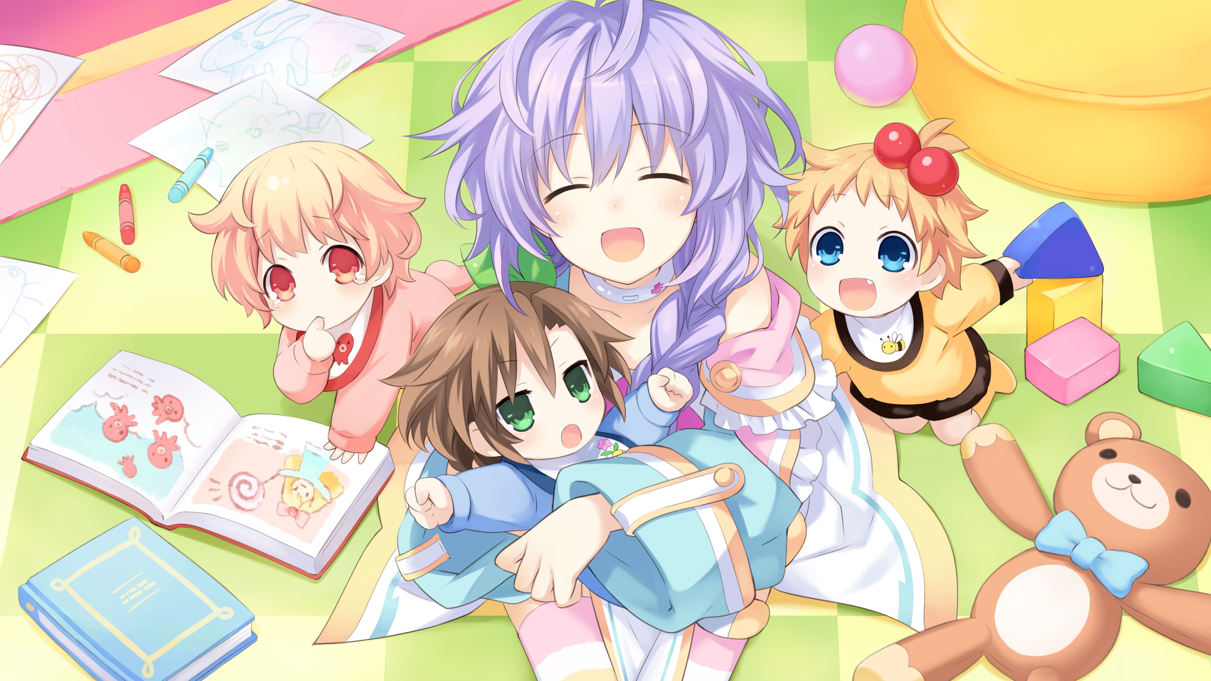 girls, leisure activity, celebration, females, creativity, multi colored, childhood, 4K, variation, human representation, toy, Hyperdimension Neptunia, HD Wallpaper