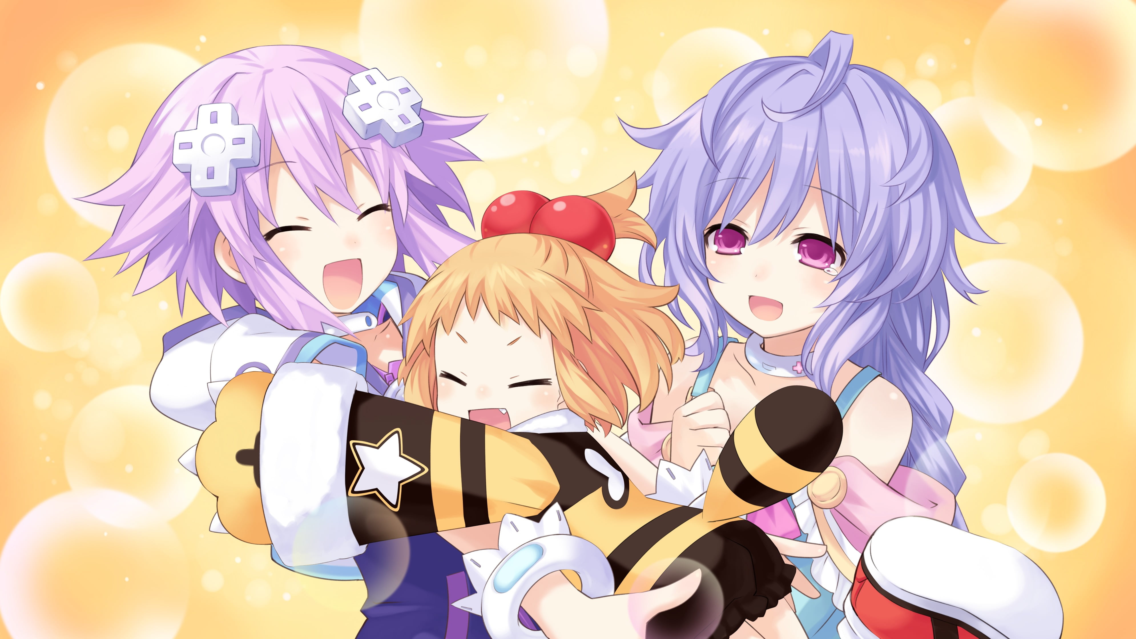 studio shot, toy, Hyperdimension Neptunia, Neptune (Hyperdimension Neptunia), indoors, wall - building feature, representation, celebration, 4K, Plutia (Hyperdimension Neptunia), HD Wallpaper