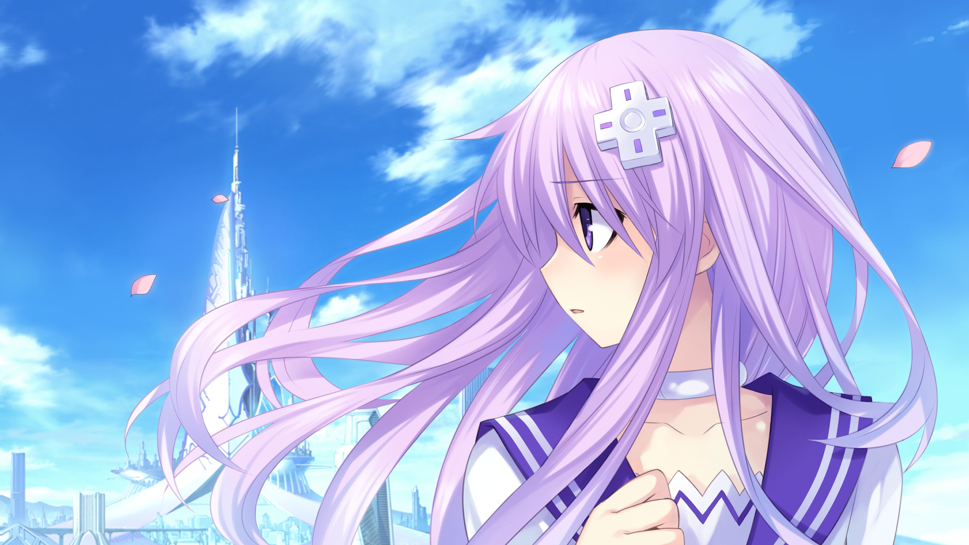 real people, 2K, sunlight, nature, one person, three quarter length, Nepgear (Hyperdimension Neptunia), sky, architecture, digital composite, building exterior, HD Wallpaper