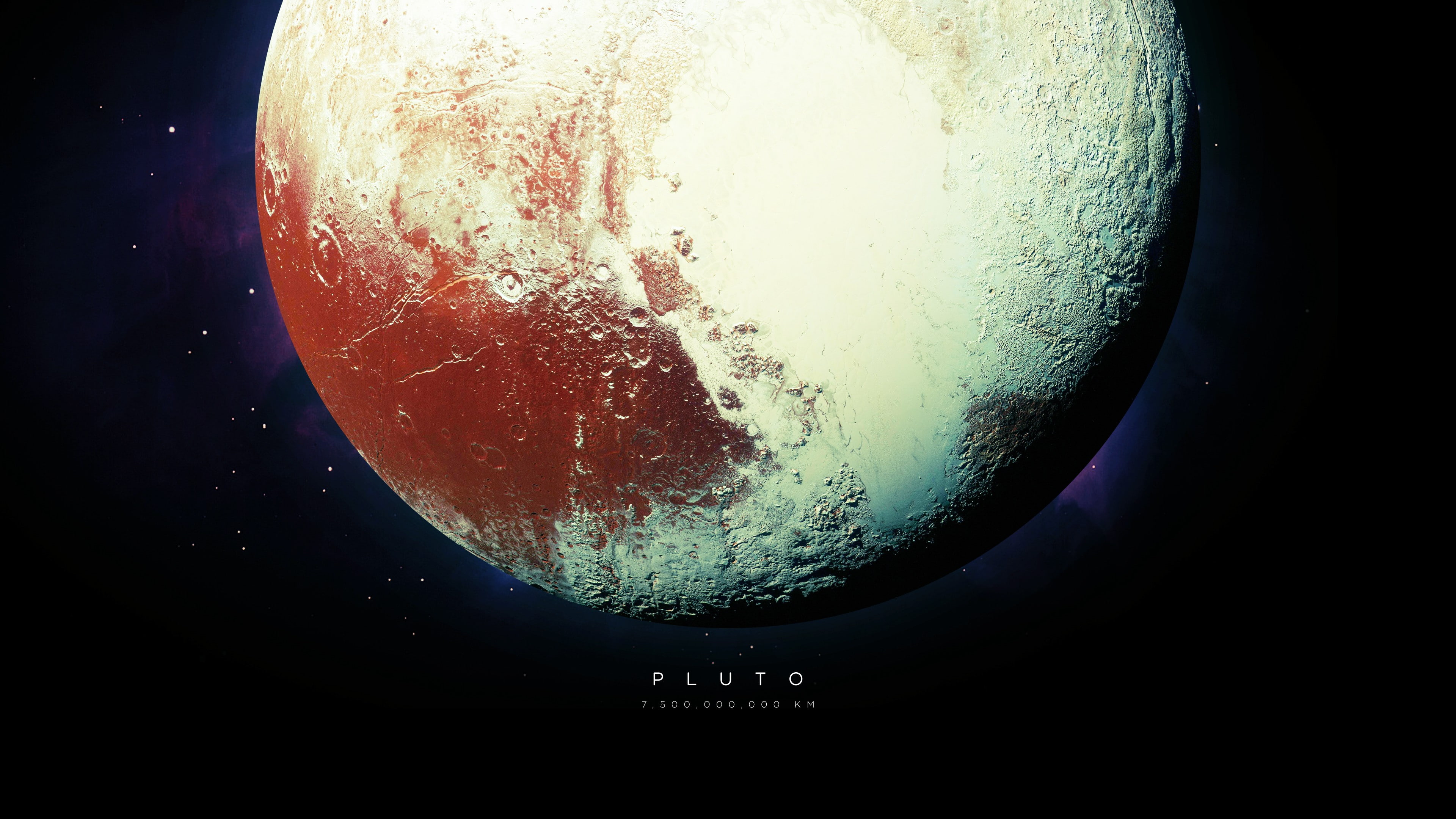 planet, space, stars, Pluto, 4K, universe, HD Wallpaper