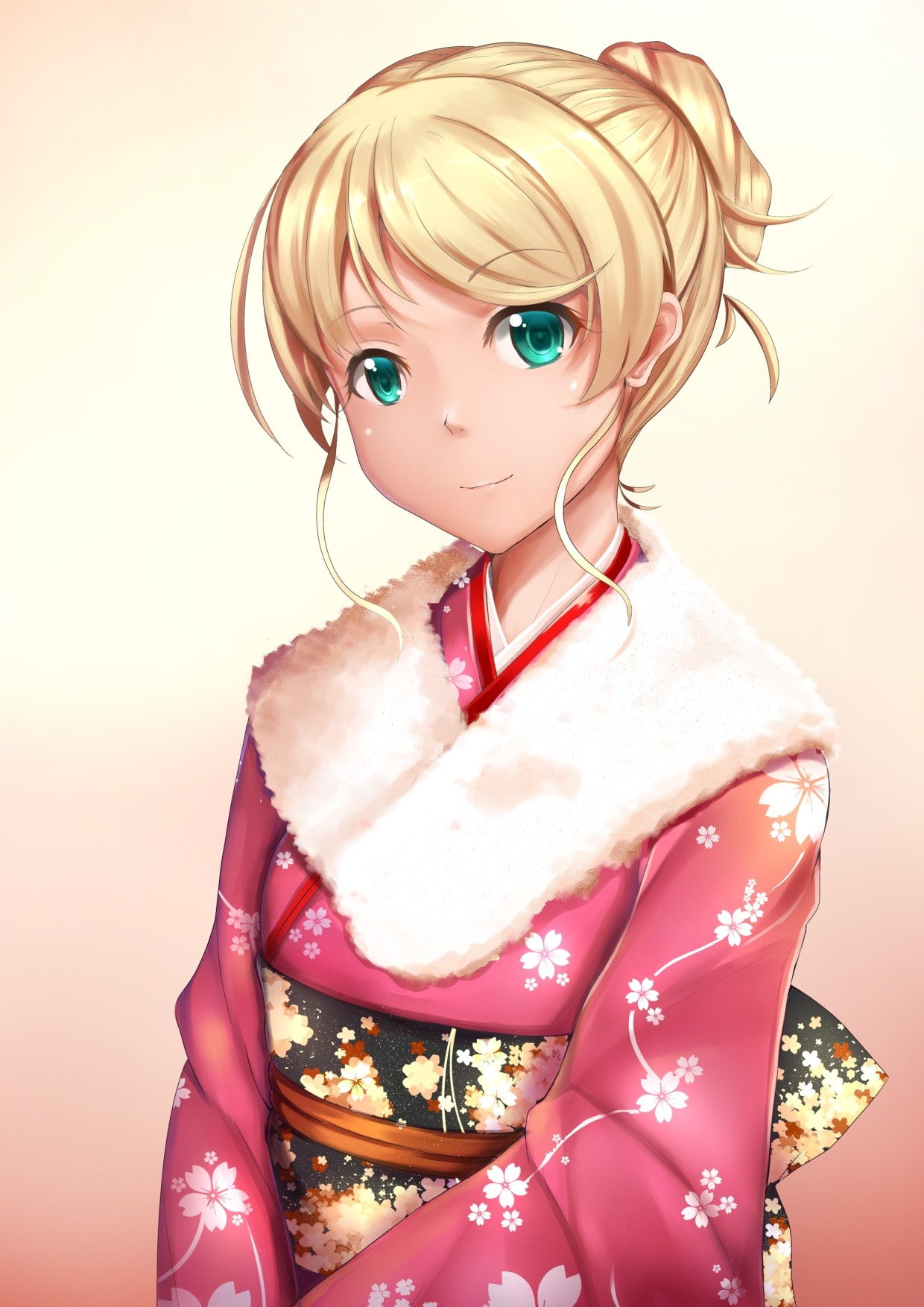 720P, kimono, New Horizon, Japanese clothes, Ellen Baker, anime, blonde, anime girls, Phone HD Wallpaper